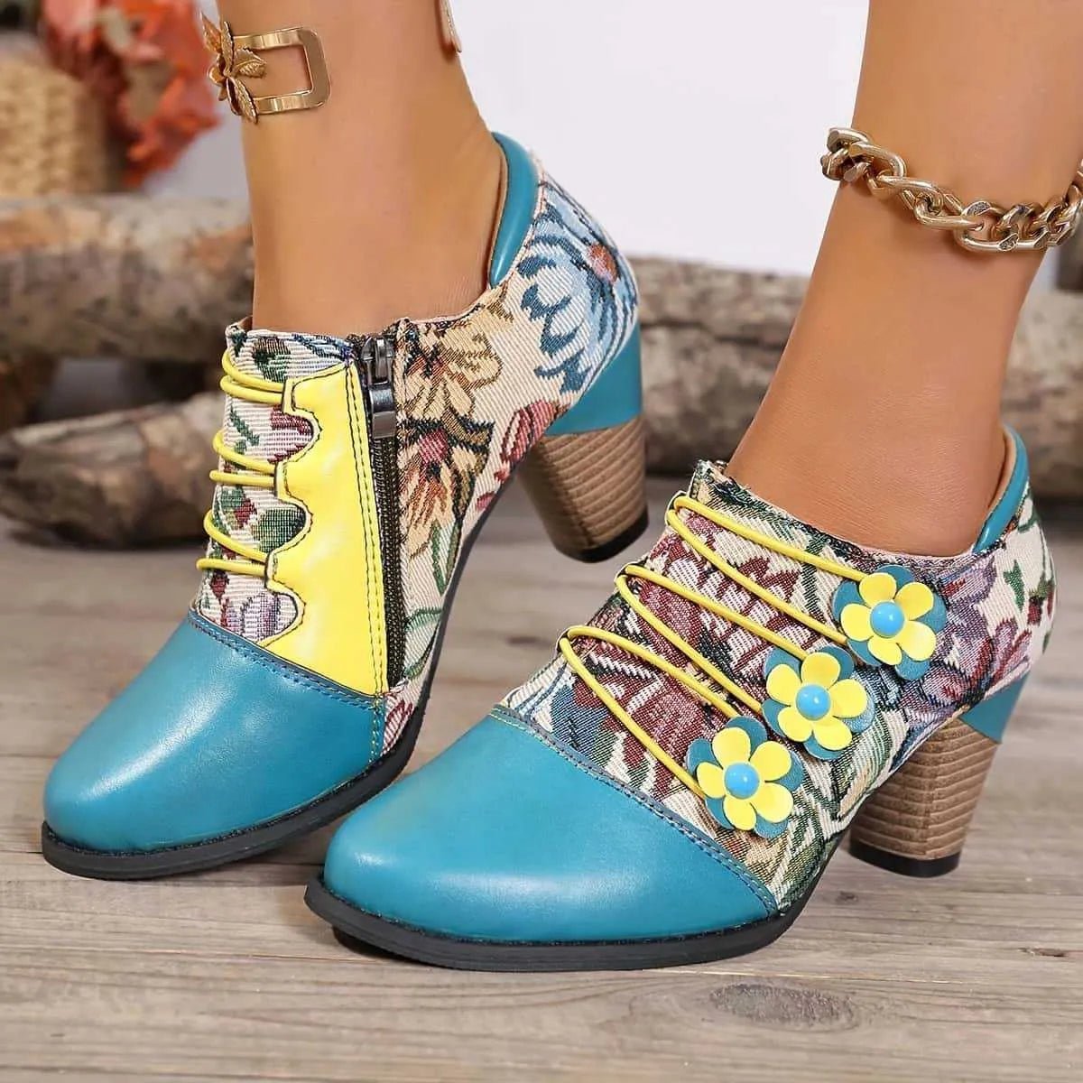 Vintage Bohemian Patchwork Ankle Boots - Flip Flop Dynasty
