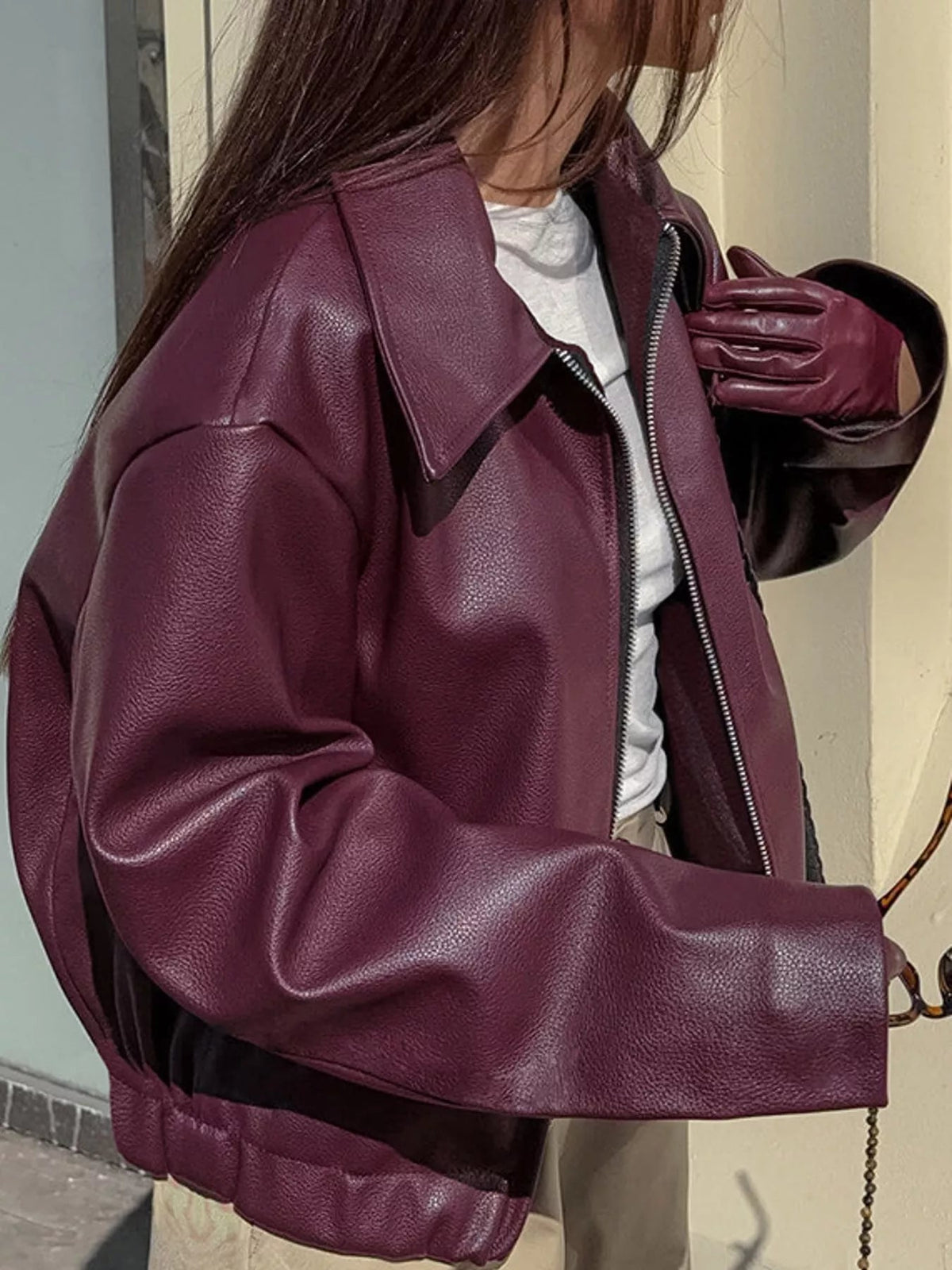 Vintage Faux Leather Zip-Up Jacket - Flip Flop Dynasty