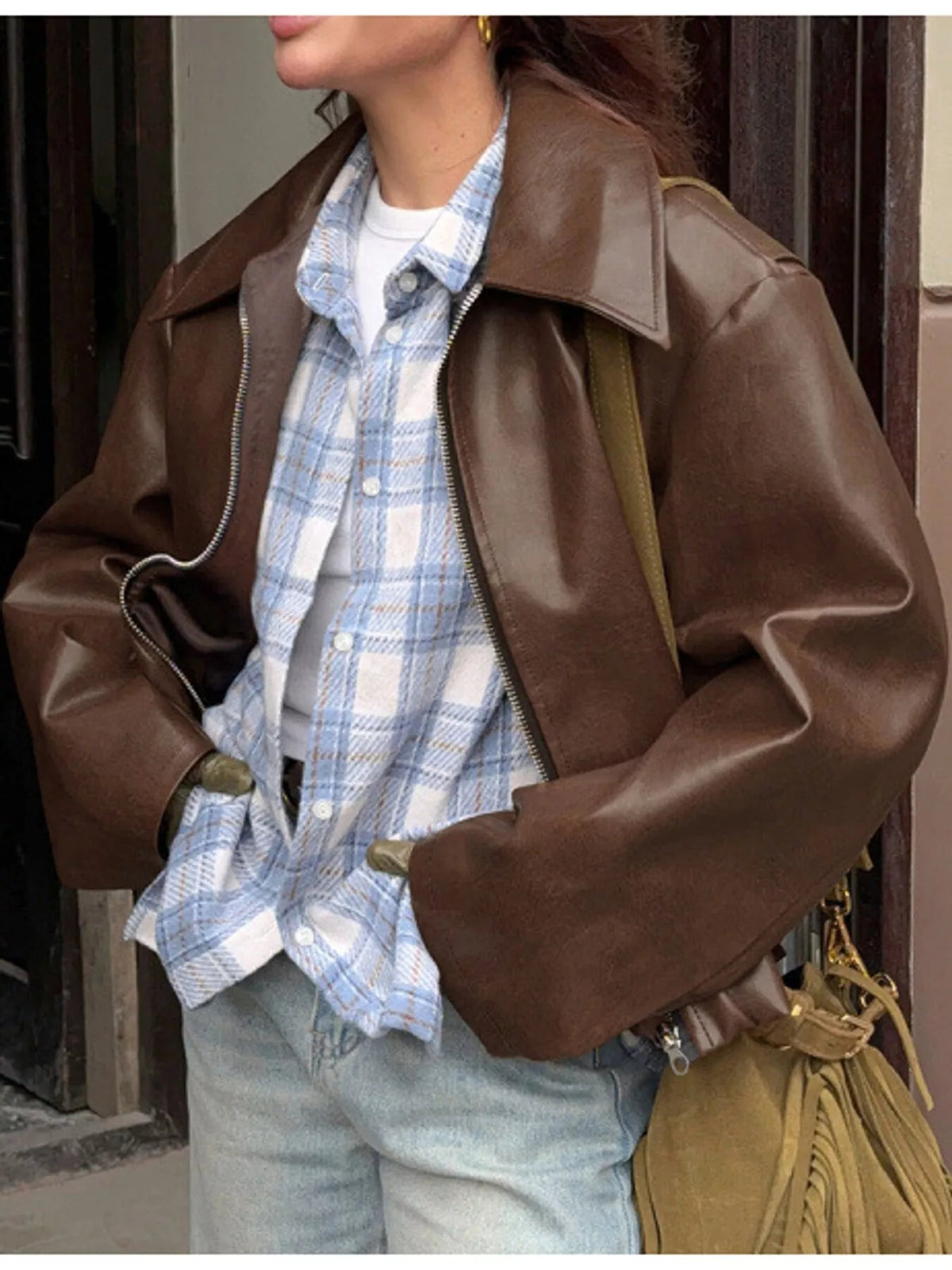 Vintage Faux Leather Zip-Up Jacket - Flip Flop Dynasty