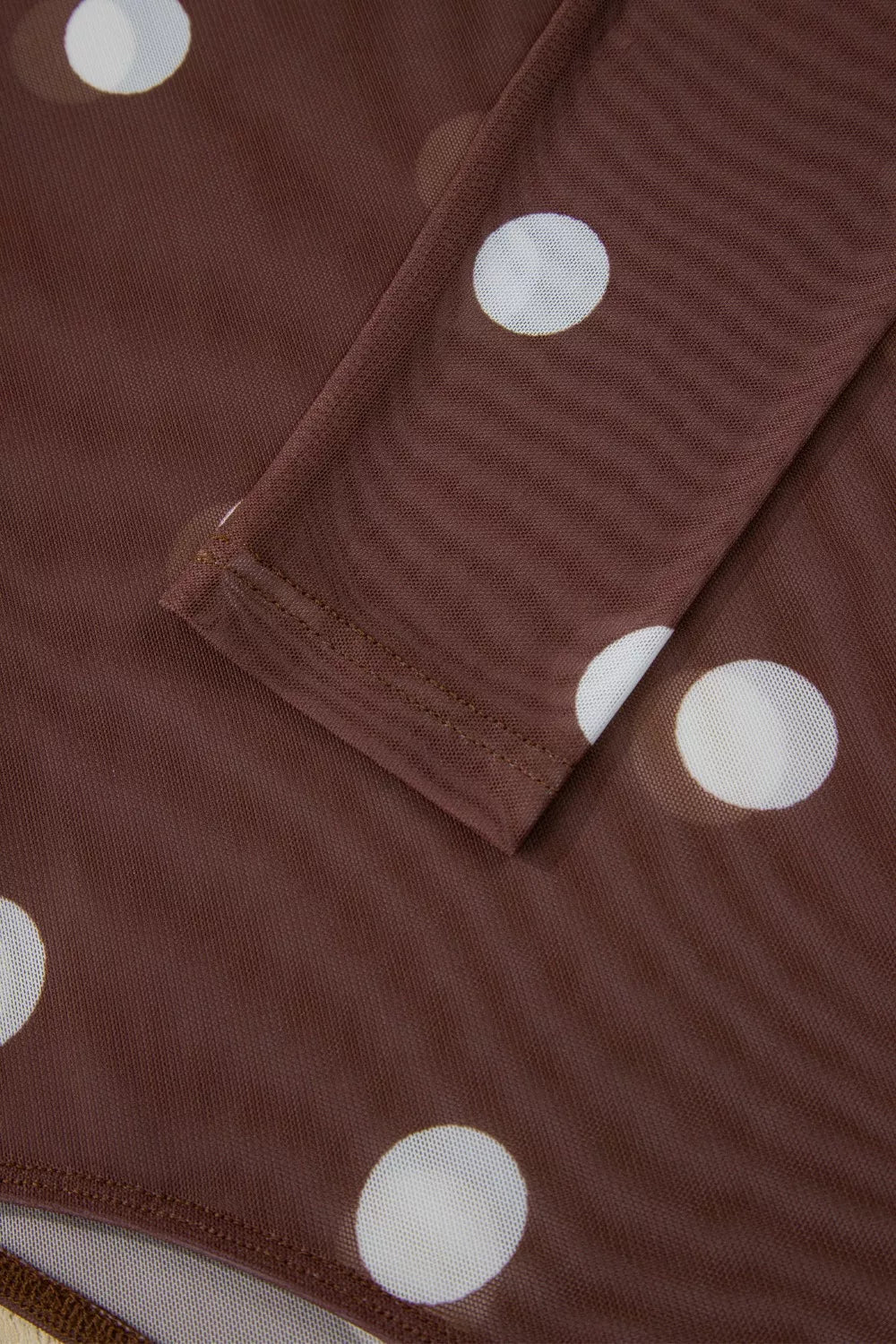 Vintage Polka Dot Print Mesh Long Sleeve Bodysuit - Flip Flop Dynasty