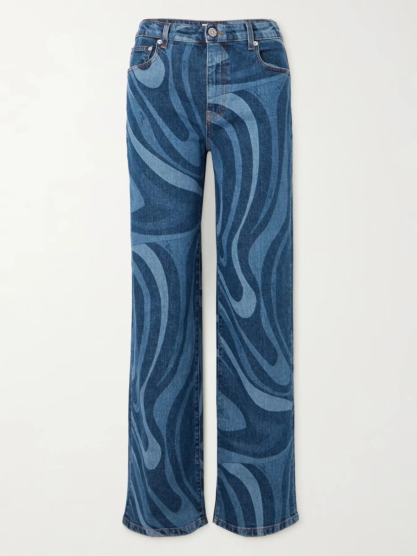 Water Ripples Print Wide Leg Jeans - Flip Flop Dynasty
