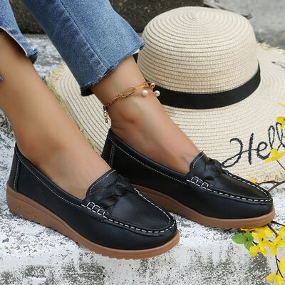 Weave Wedge Heeled Loafers - Flip Flop Dynasty
