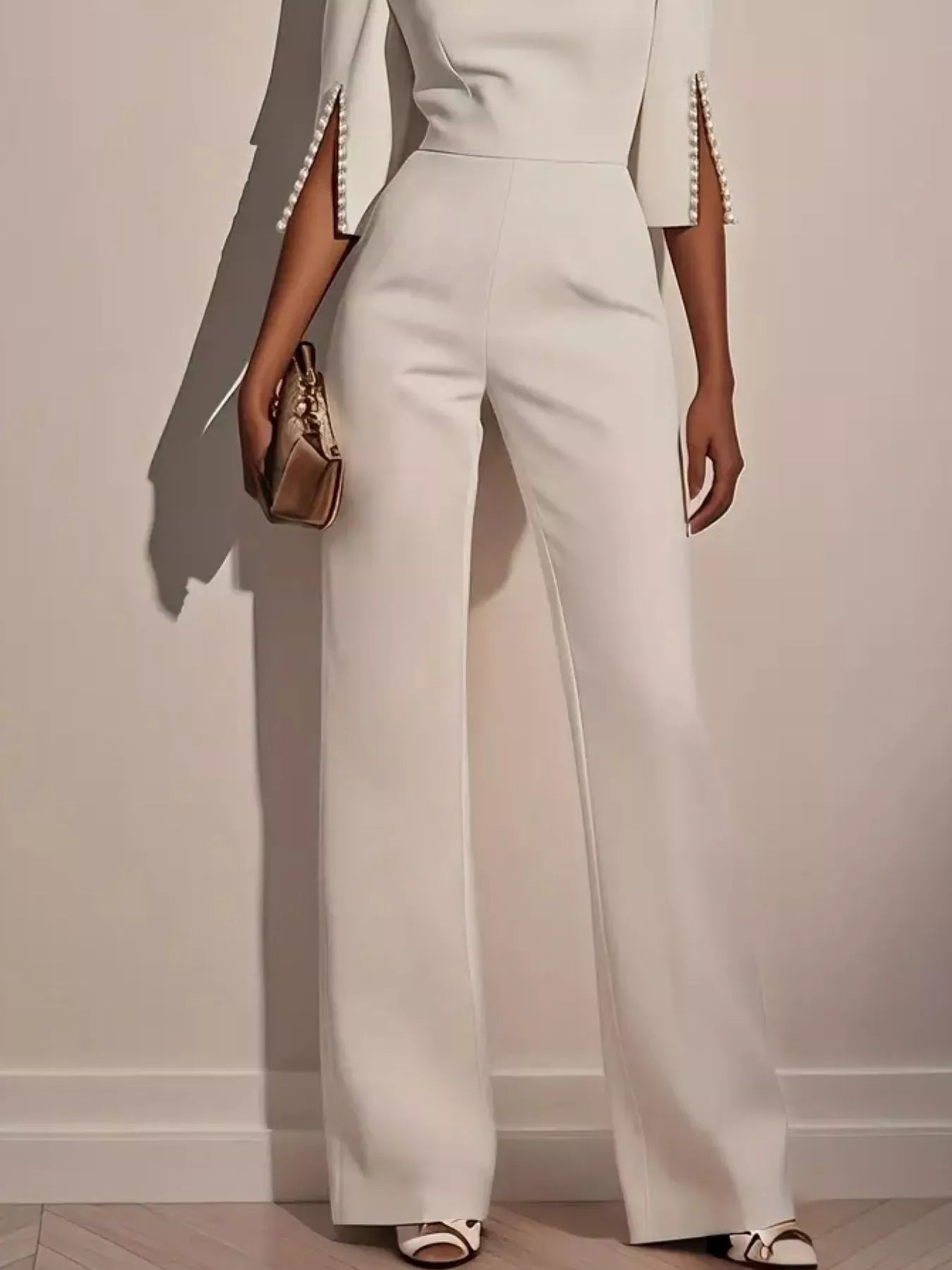 Wide - Leg Jumpsuit with Slit Sleeve - Flip Flop Dynasty