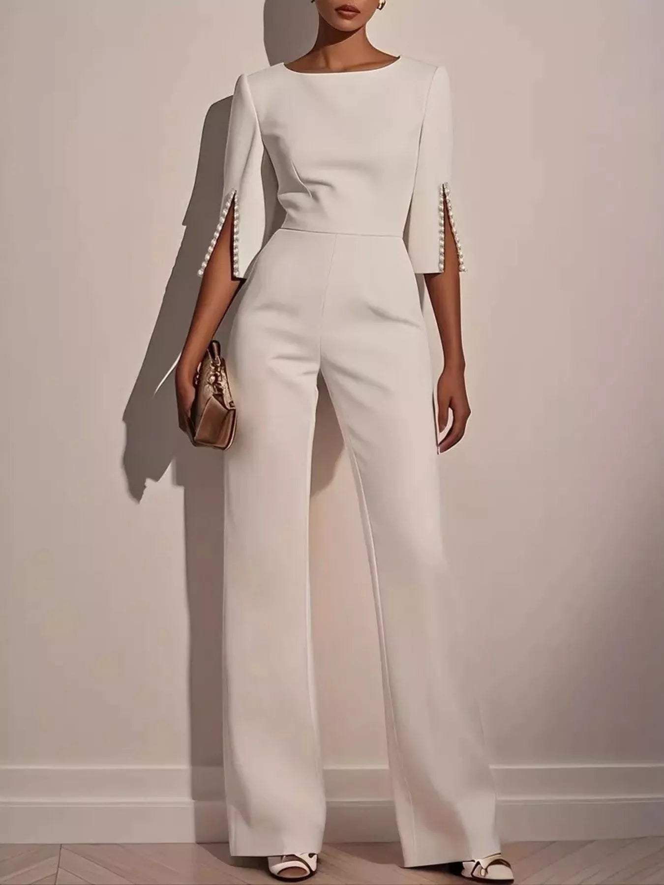 Wide - Leg Jumpsuit with Slit Sleeve - Flip Flop Dynasty