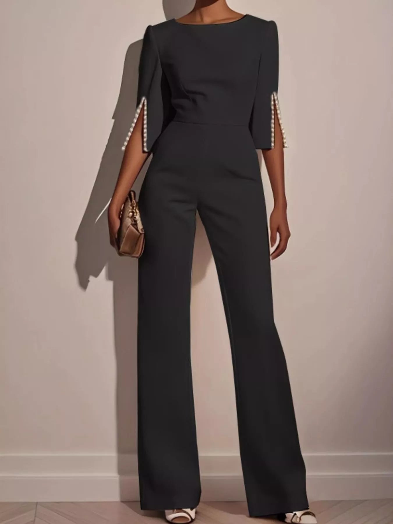 Wide - Leg Jumpsuit with Slit Sleeve - Flip Flop Dynasty