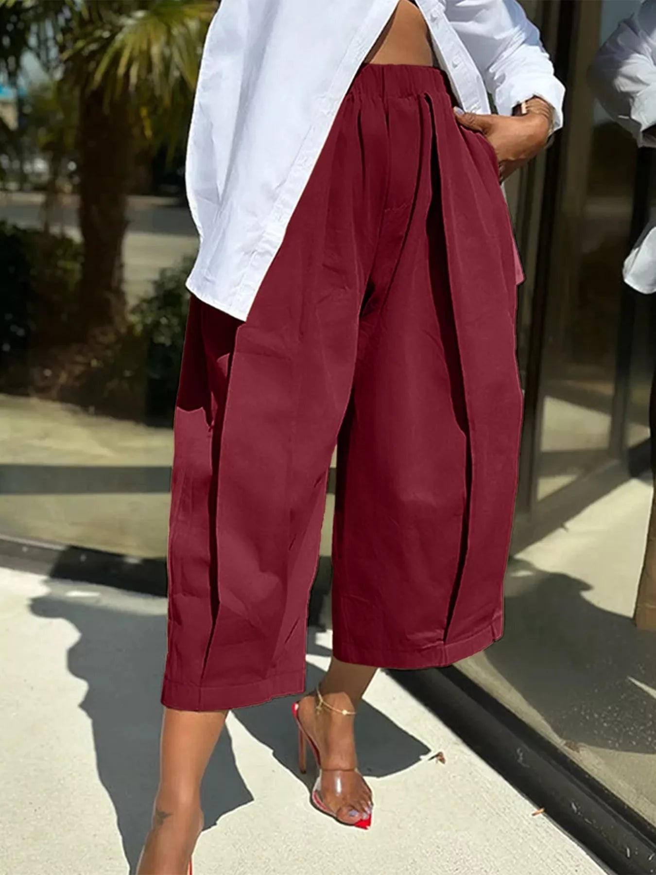 Wide Leg Pleated Detail Pants - Flip Flop Dynasty
