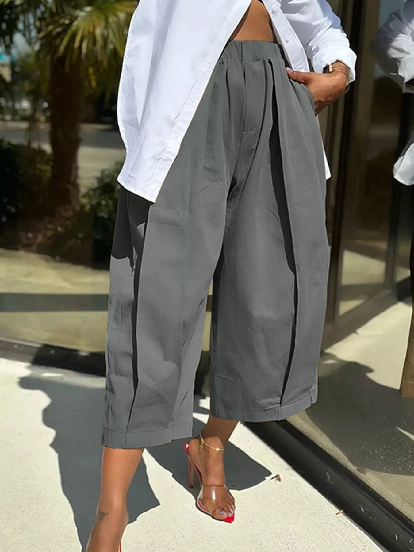 Wide Leg Pleated Detail Pants - Flip Flop Dynasty