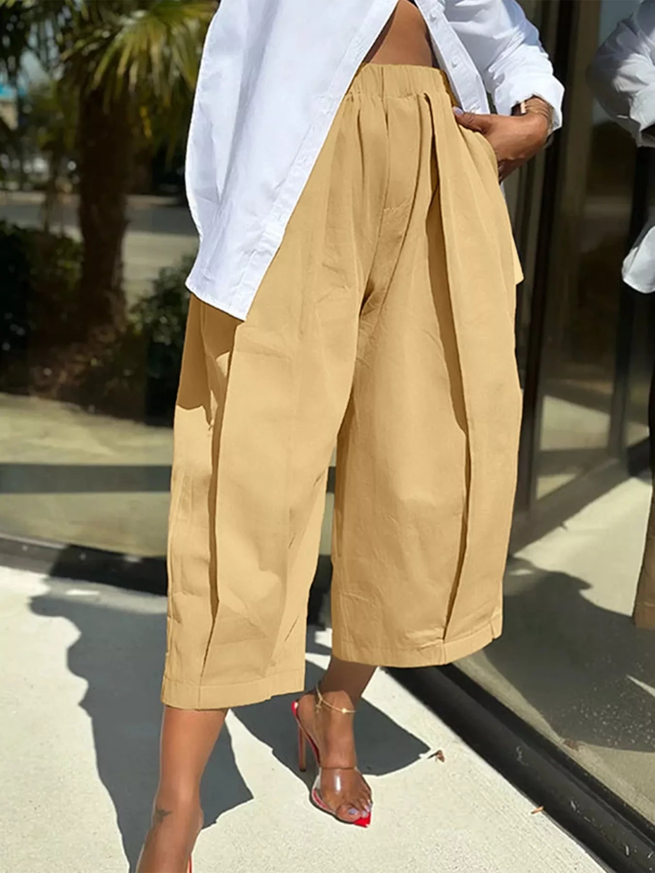 Wide Leg Pleated Detail Pants - Flip Flop Dynasty
