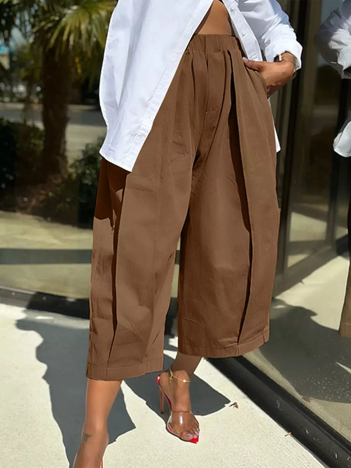 Wide Leg Pleated Detail Pants - Flip Flop Dynasty