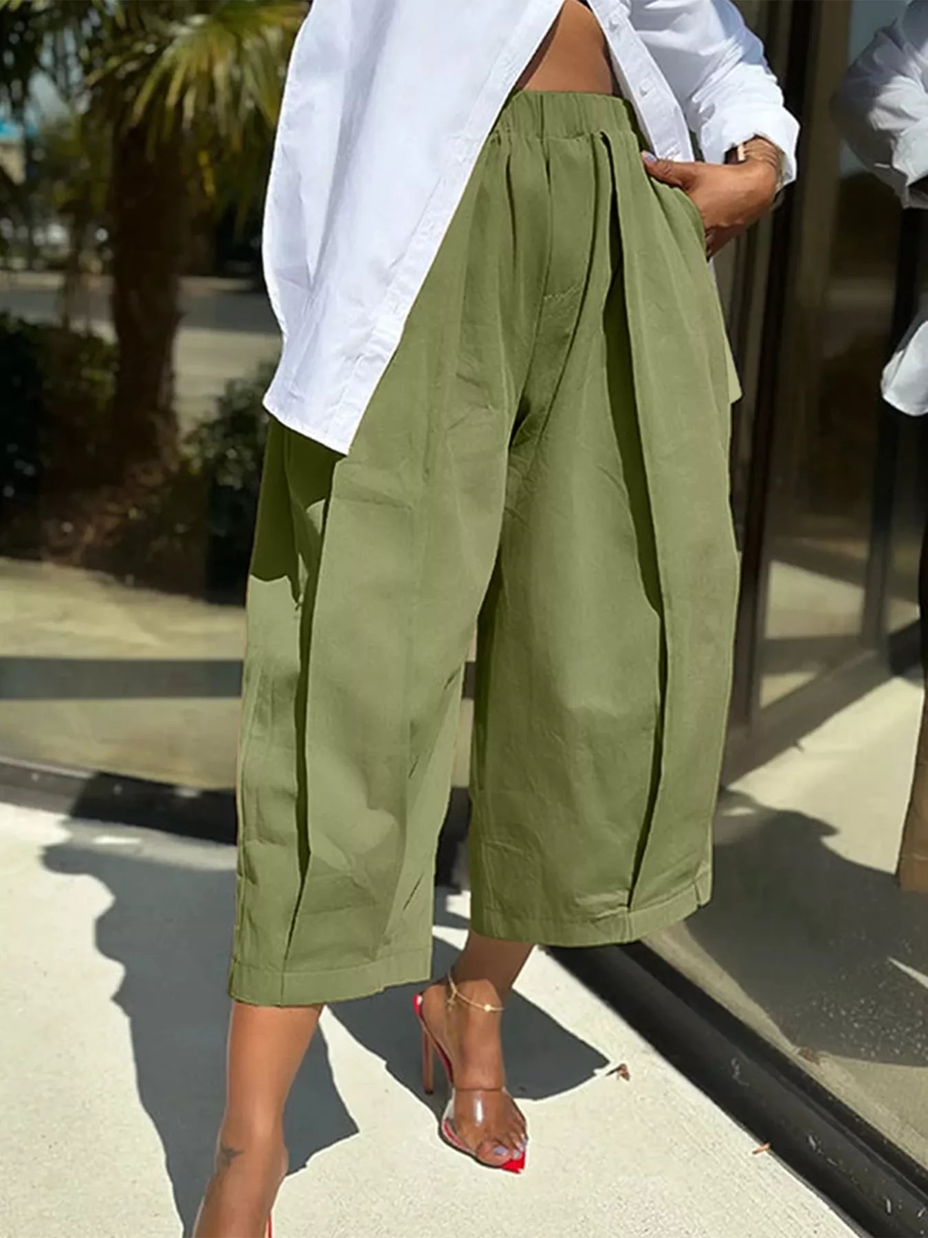 Wide Leg Pleated Detail Pants - Flip Flop Dynasty