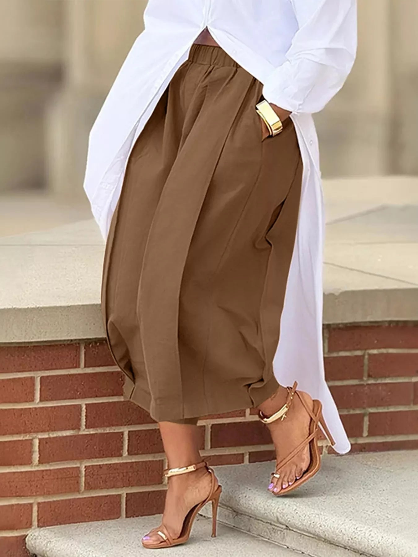 Wide Leg Pleated Detail Pants - Flip Flop Dynasty