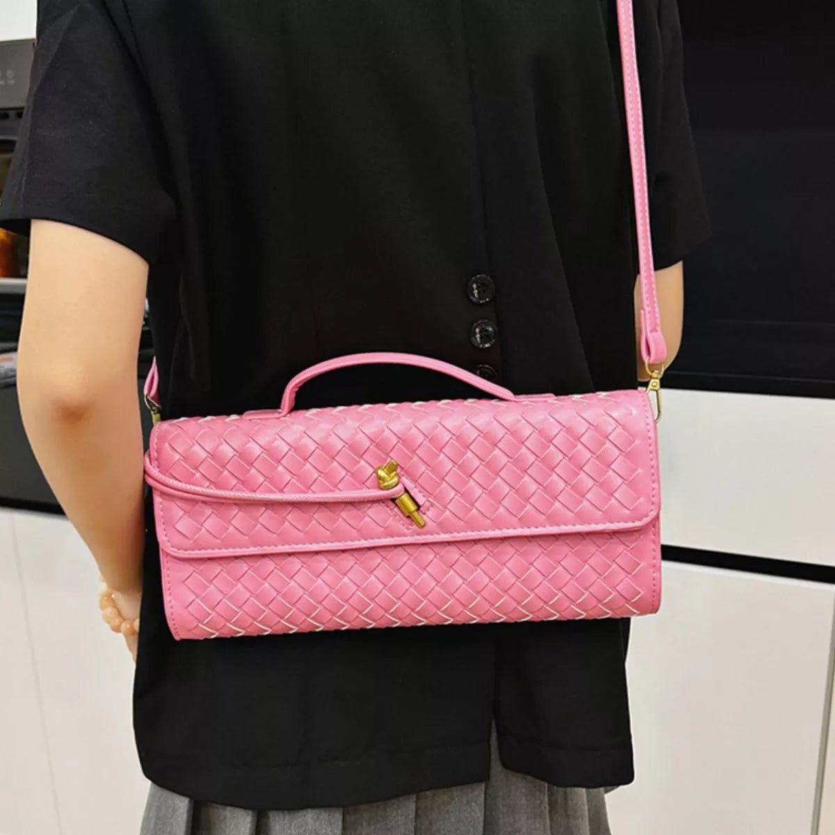 Woven Leather Crossbody Bag - Flip Flop Dynasty