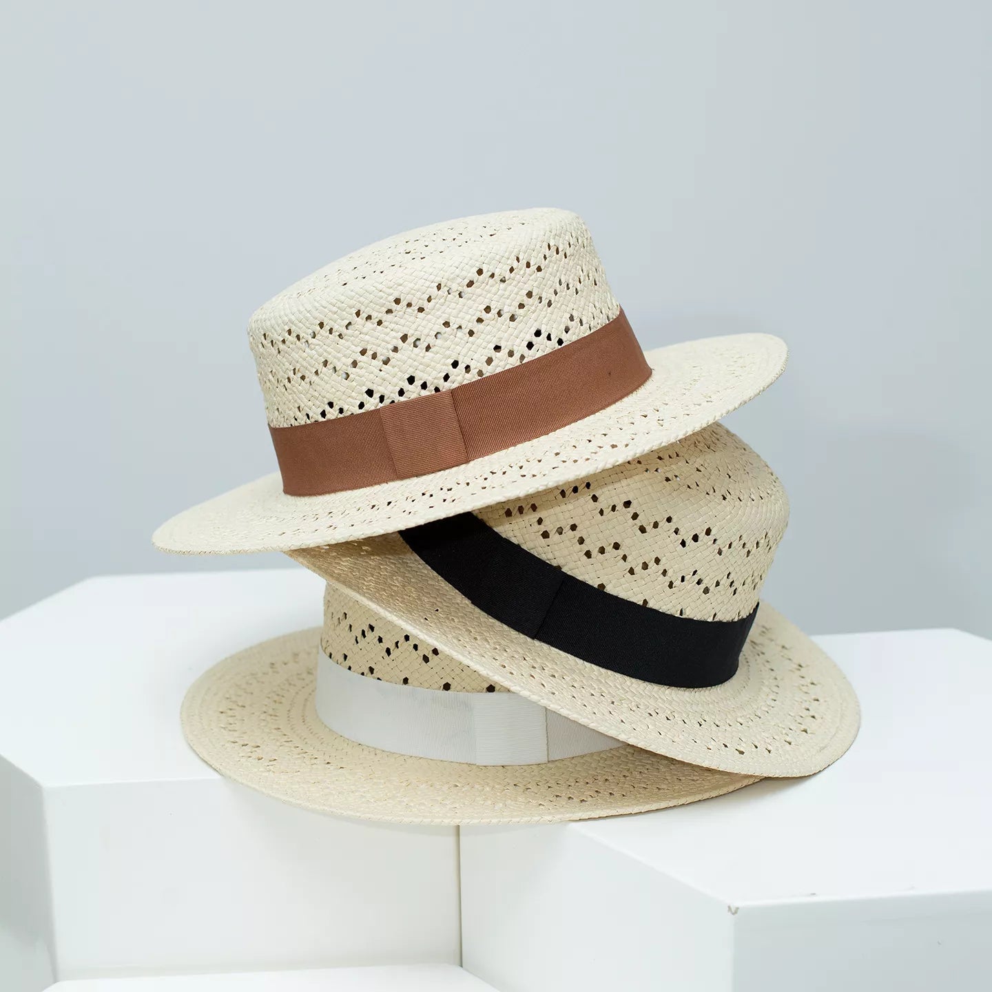 Woven Straw Boater Hat with Ribbon - Flip Flop Dynasty
