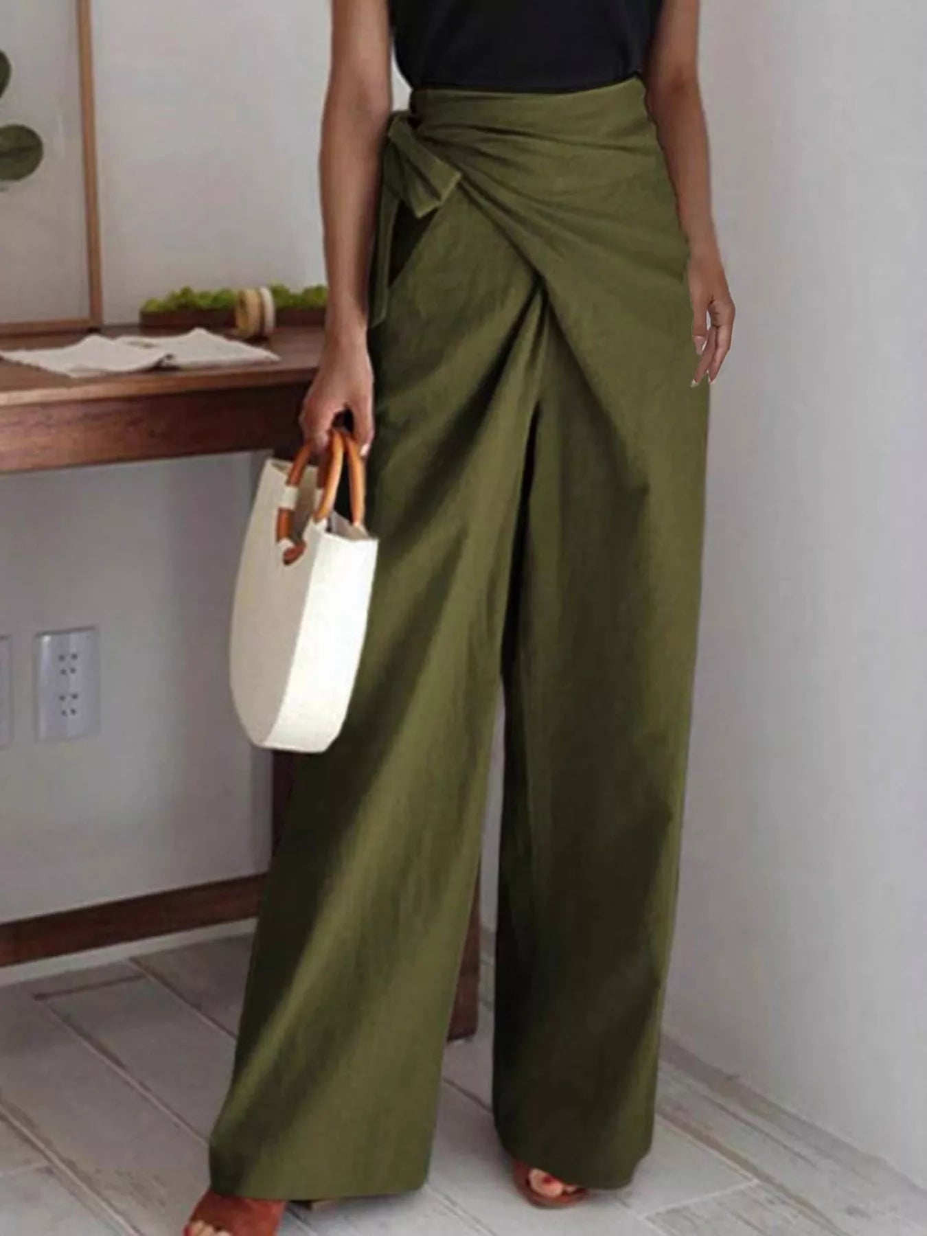 Wrap Waist Wide Leg Pants - Flip Flop Dynasty