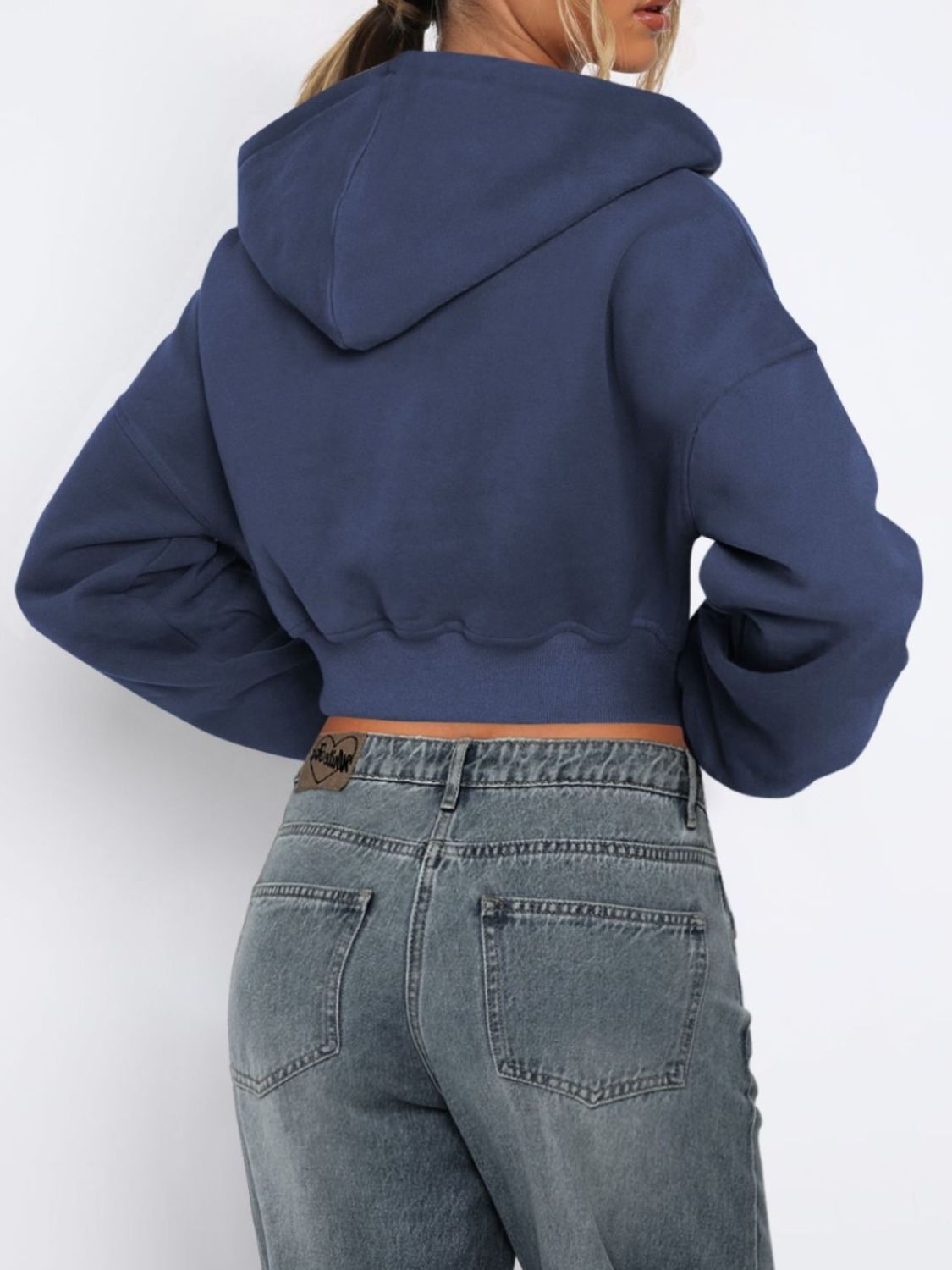 Zip Up Long Sleeve Hooded Cropped Jacket - Flip Flop Dynasty