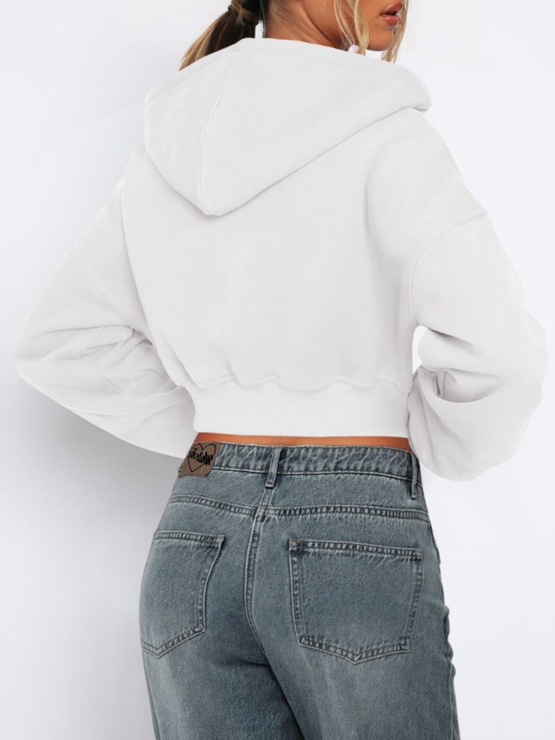 Zip Up Long Sleeve Hooded Cropped Jacket - Flip Flop Dynasty