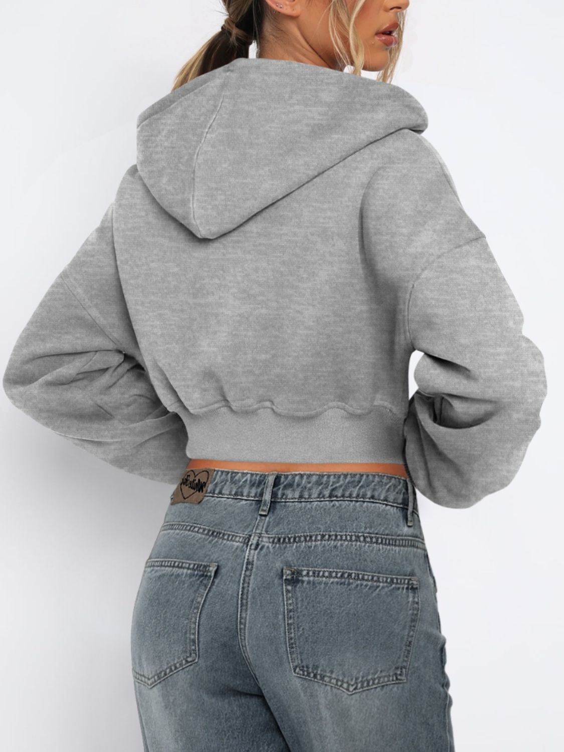 Zip Up Long Sleeve Hooded Cropped Jacket - Flip Flop Dynasty