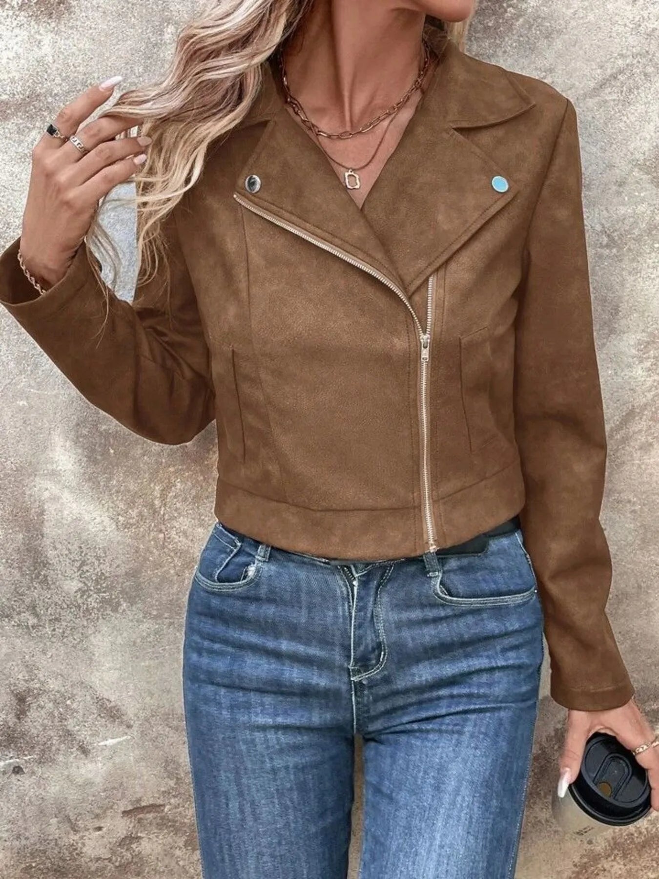 Zip Up Suede Cropped Moto Jacket - Flip Flop Dynasty