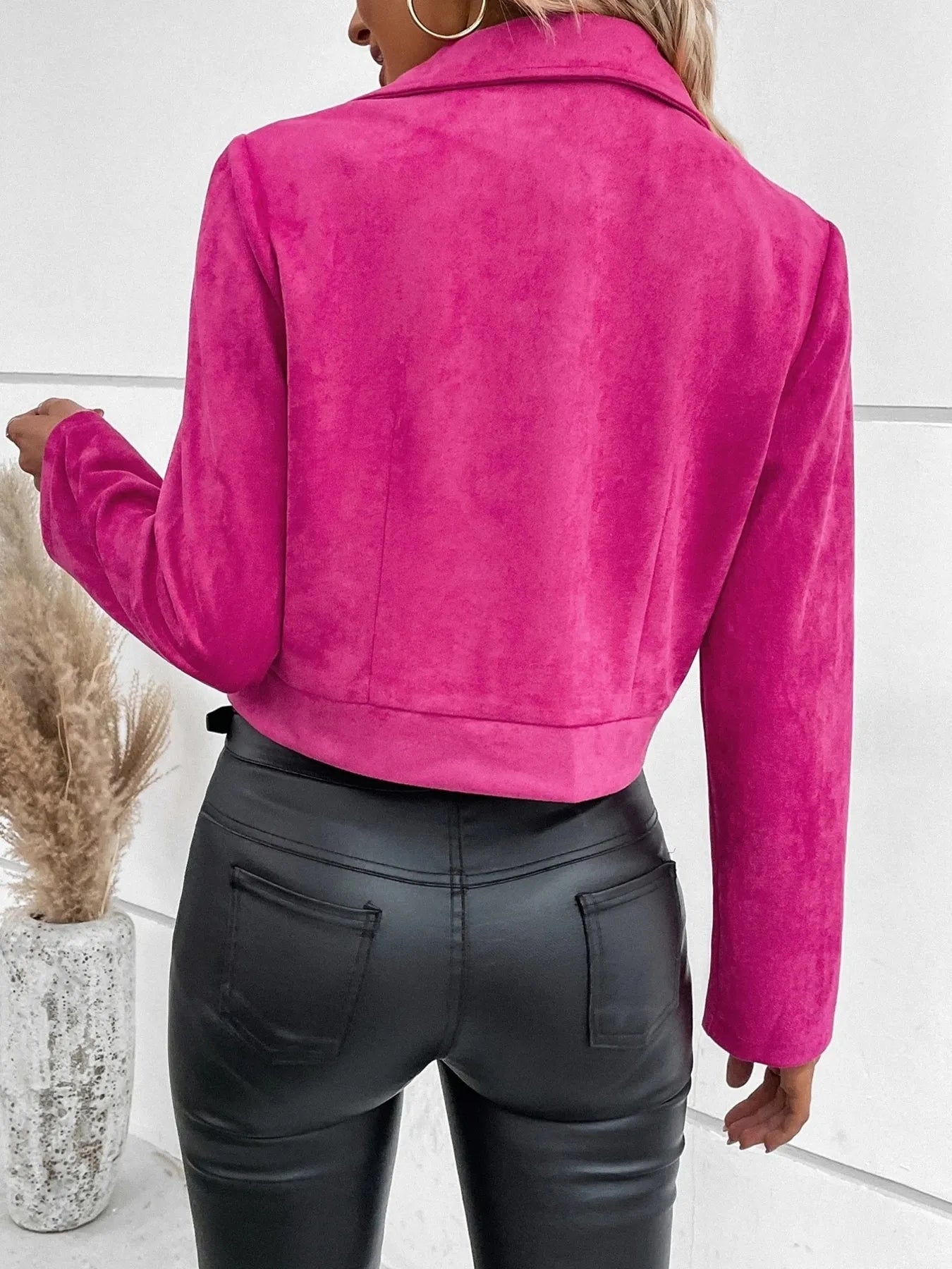 Zip Up Suede Cropped Moto Jacket - Flip Flop Dynasty