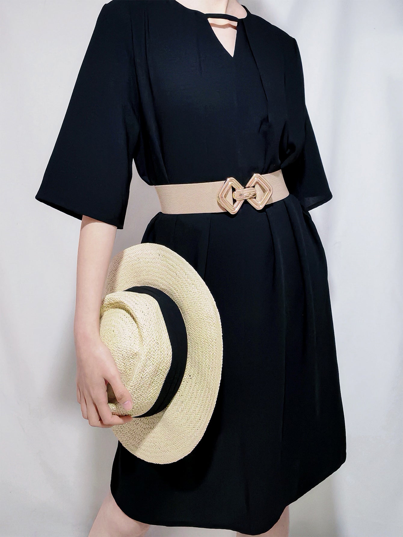 Geometric Buckle Elastic Wide Belt - Flip Flop Dynasty