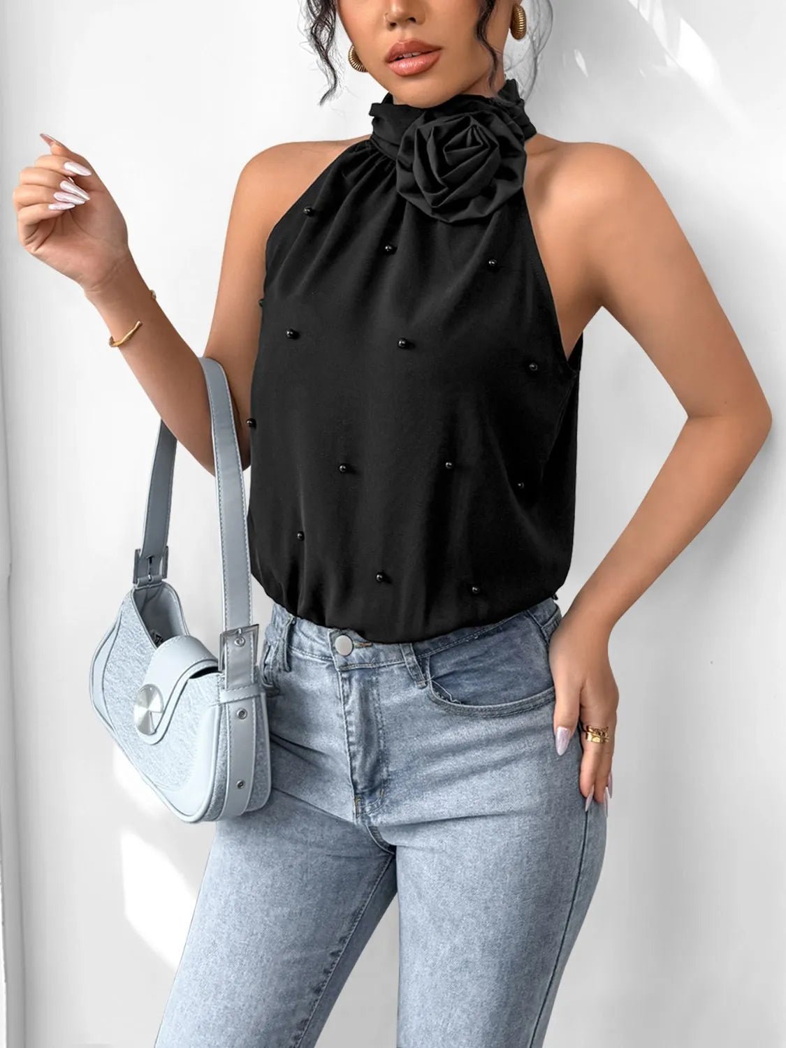 3D Flower Grecian Neck Bodysuit - Flip Flop Dynasty