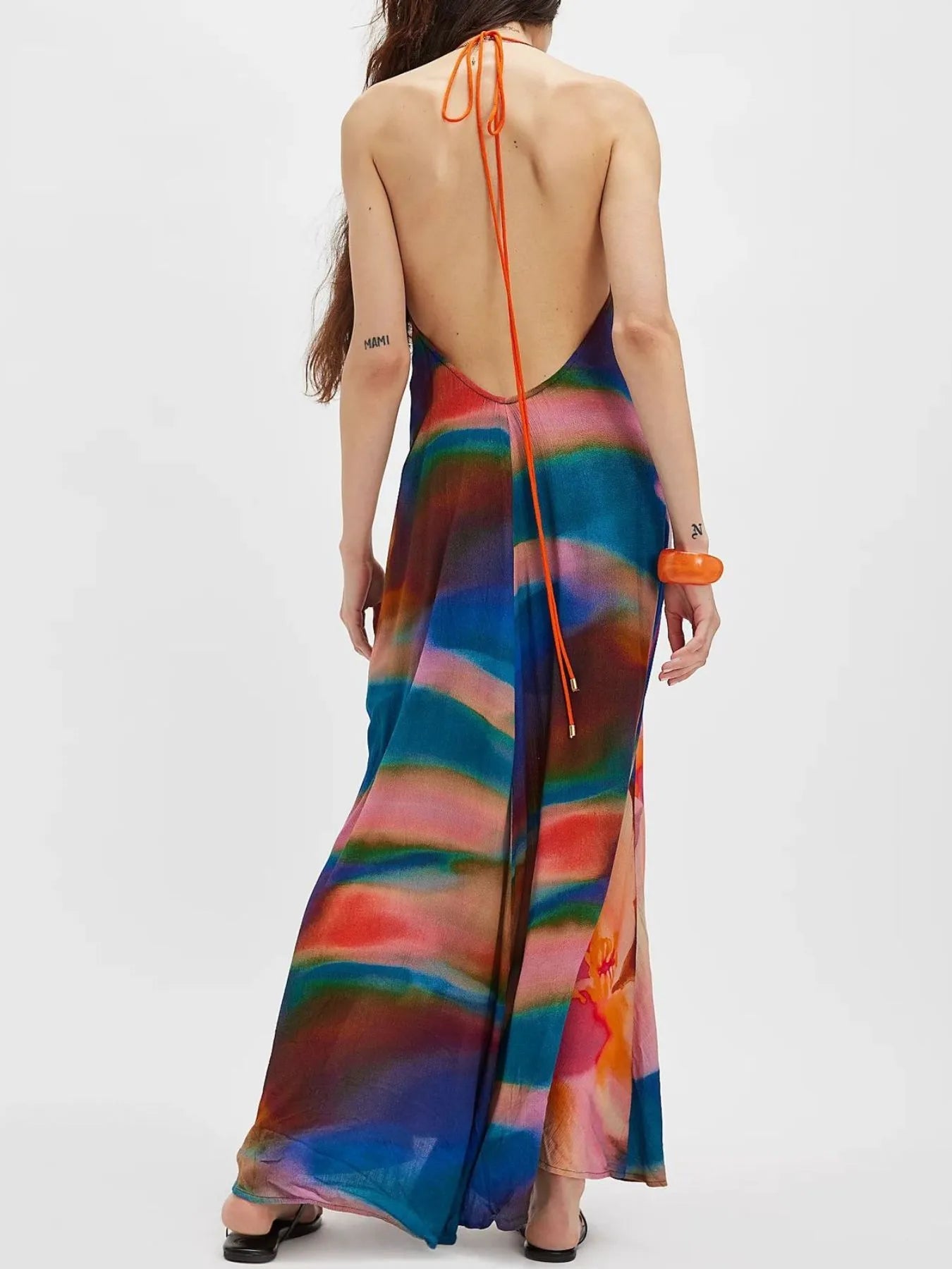 Abstract Print Halter Neck Maxi Cami Dress - Flip Flop Dynasty