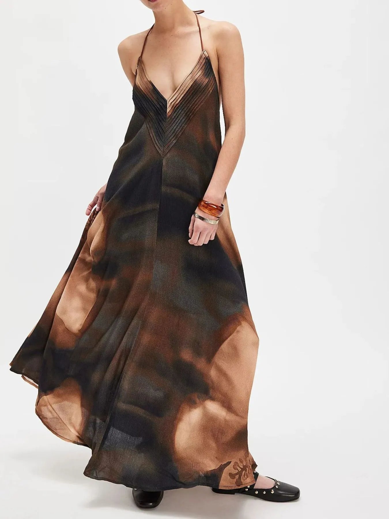 Abstract Print Halter Neck Maxi Cami Dress - Flip Flop Dynasty