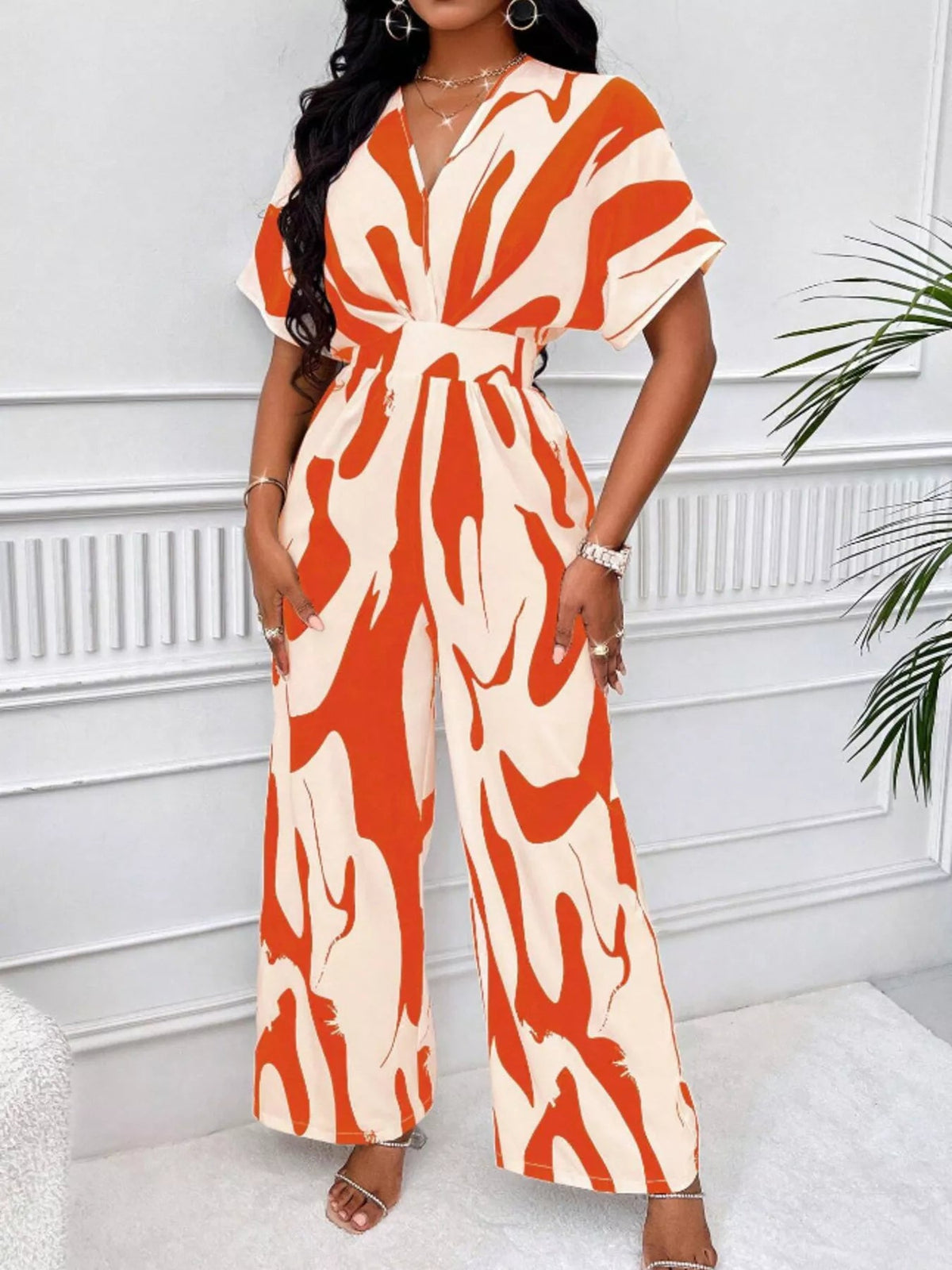Abstract Print Wide-Leg Jumpsuit - Flip Flop Dynasty
