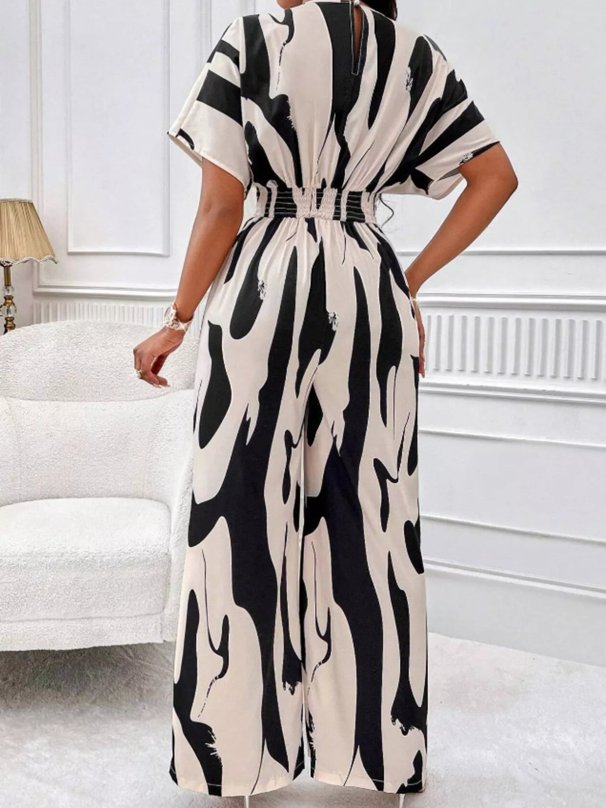 Abstract Print Wide-Leg Jumpsuit - Flip Flop Dynasty