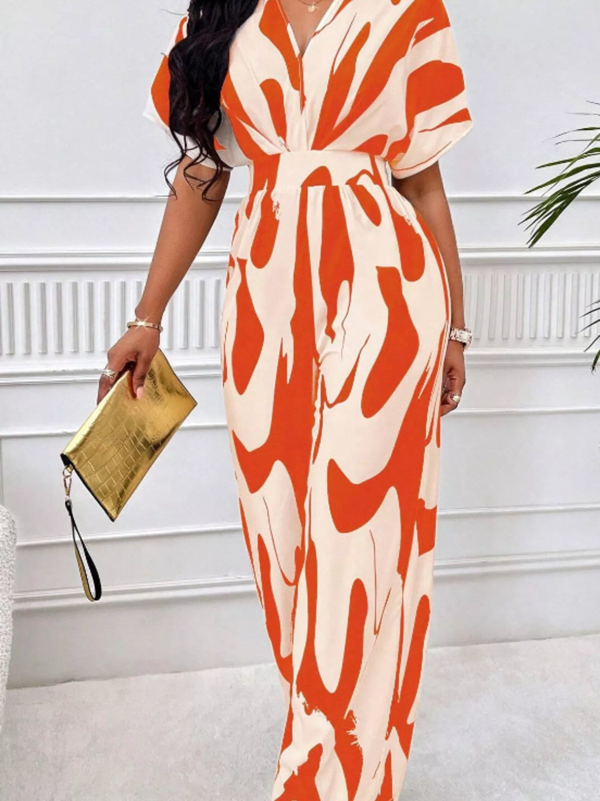 Abstract Print Wide-Leg Jumpsuit - Flip Flop Dynasty