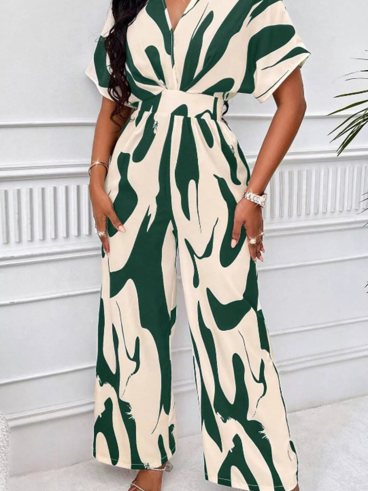 Abstract Print Wide-Leg Jumpsuit - Flip Flop Dynasty
