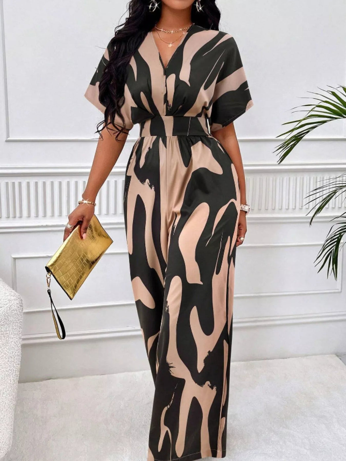 Abstract Print Wide-Leg Jumpsuit - Flip Flop Dynasty