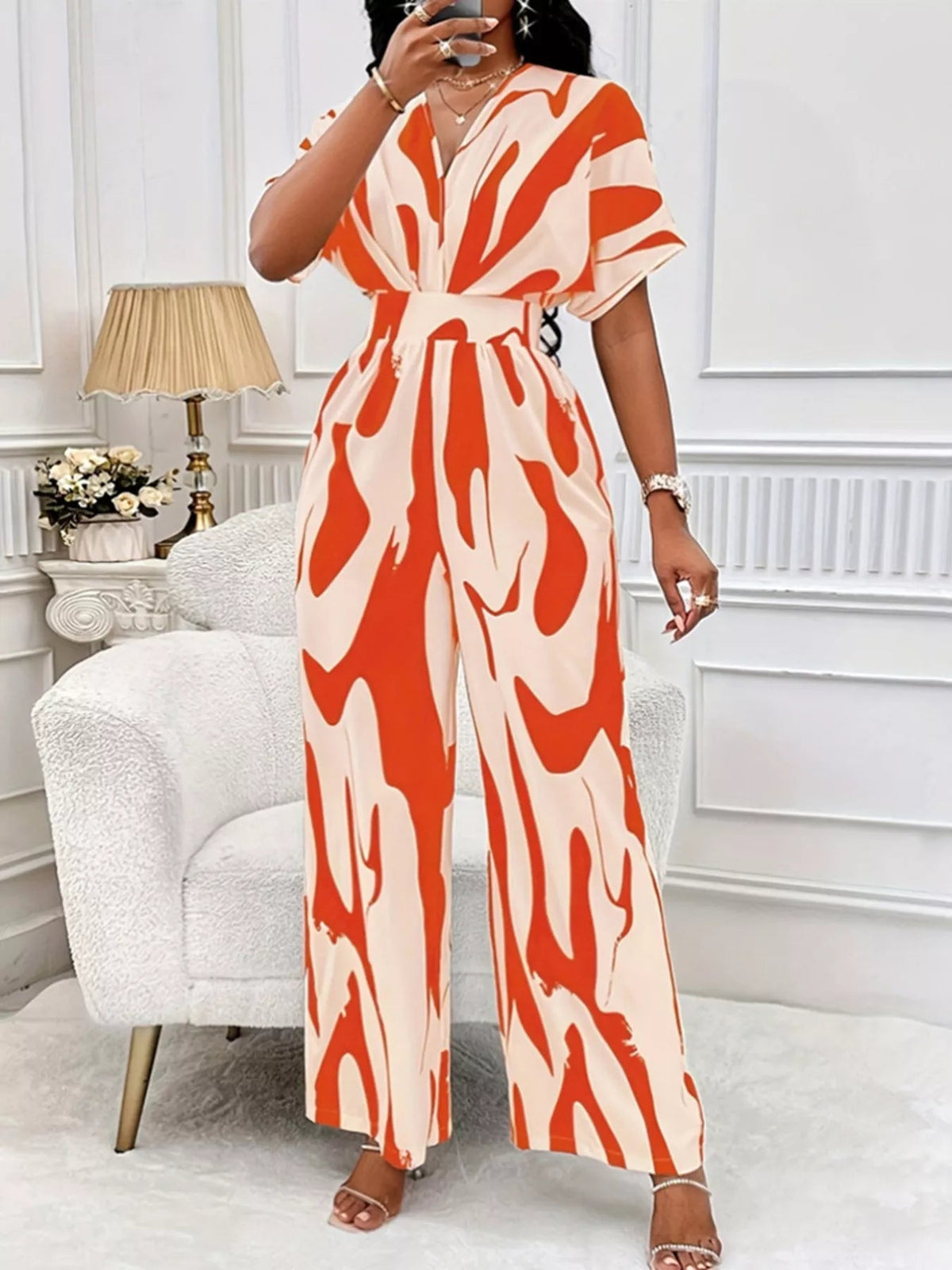 Abstract Print Wide-Leg Jumpsuit - Flip Flop Dynasty