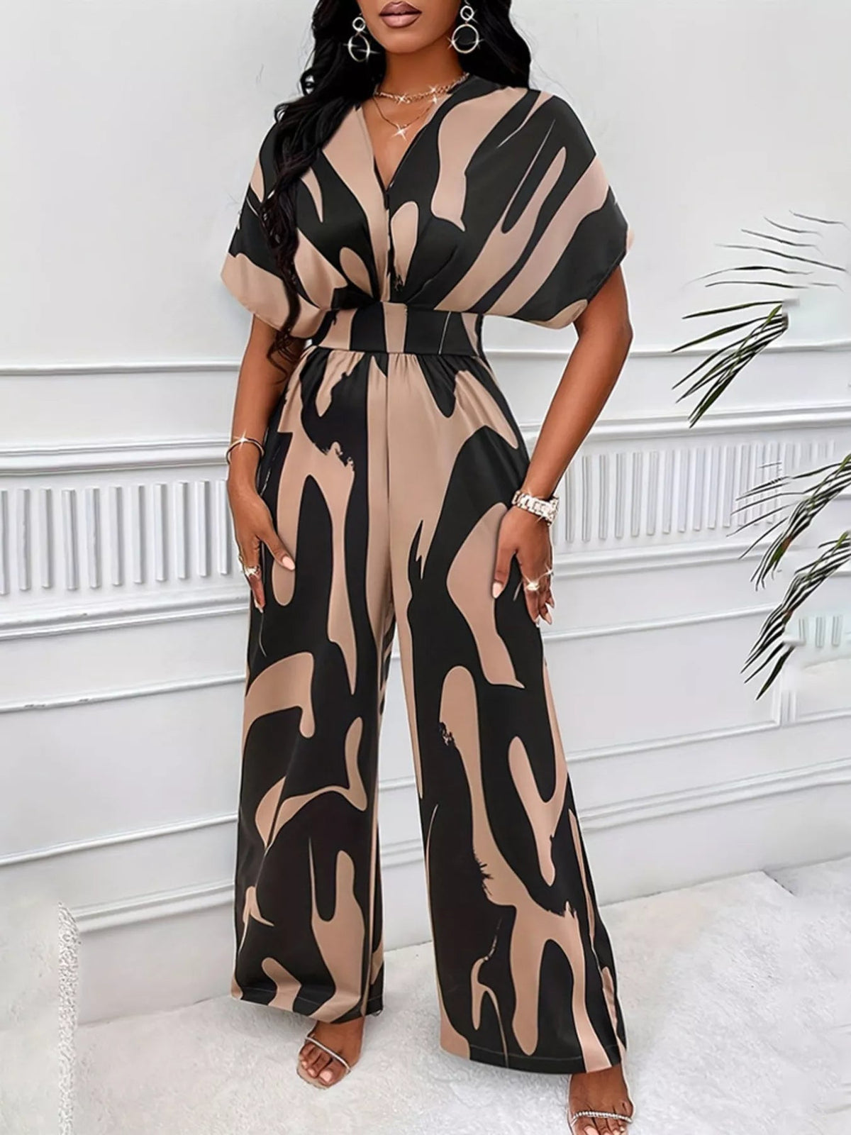 Abstract Print Wide-Leg Jumpsuit - Flip Flop Dynasty