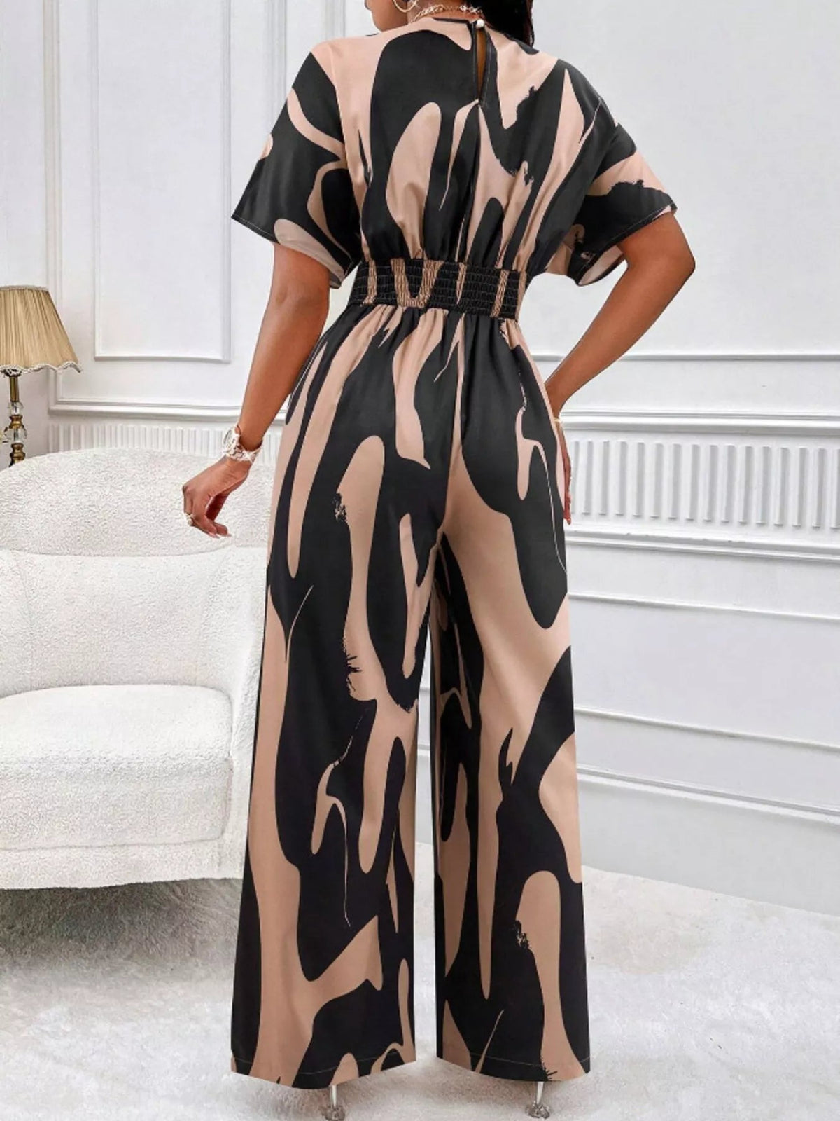 Abstract Print Wide-Leg Jumpsuit - Flip Flop Dynasty