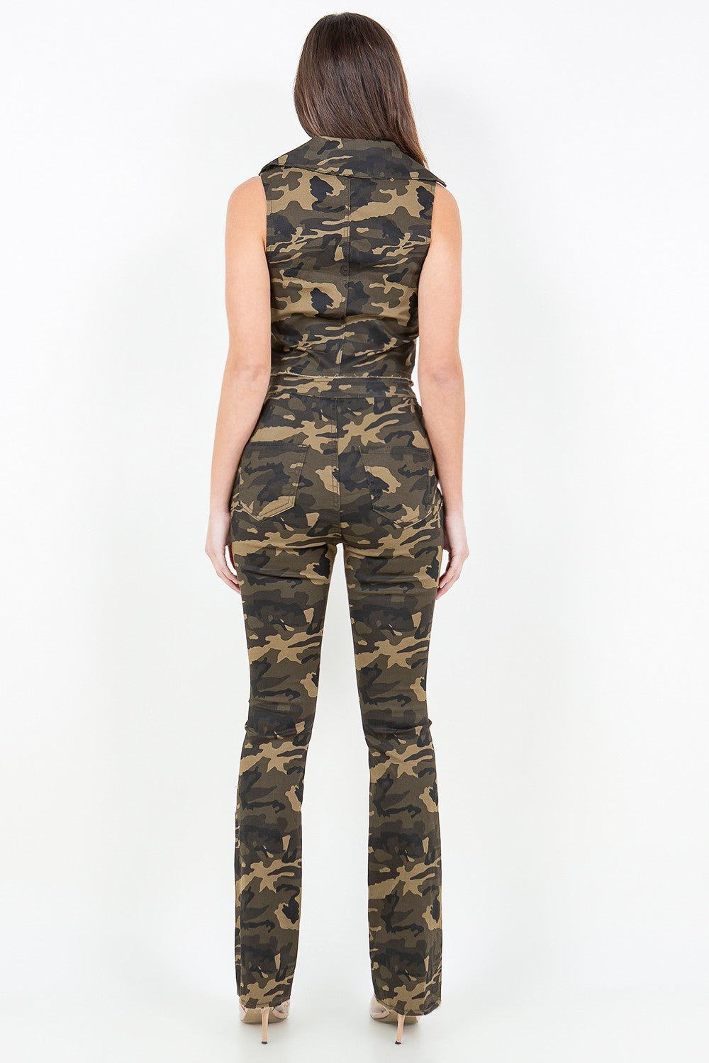 American Bazi V - Cut Ruched Camo Flare Pants - Flip Flop Dynasty