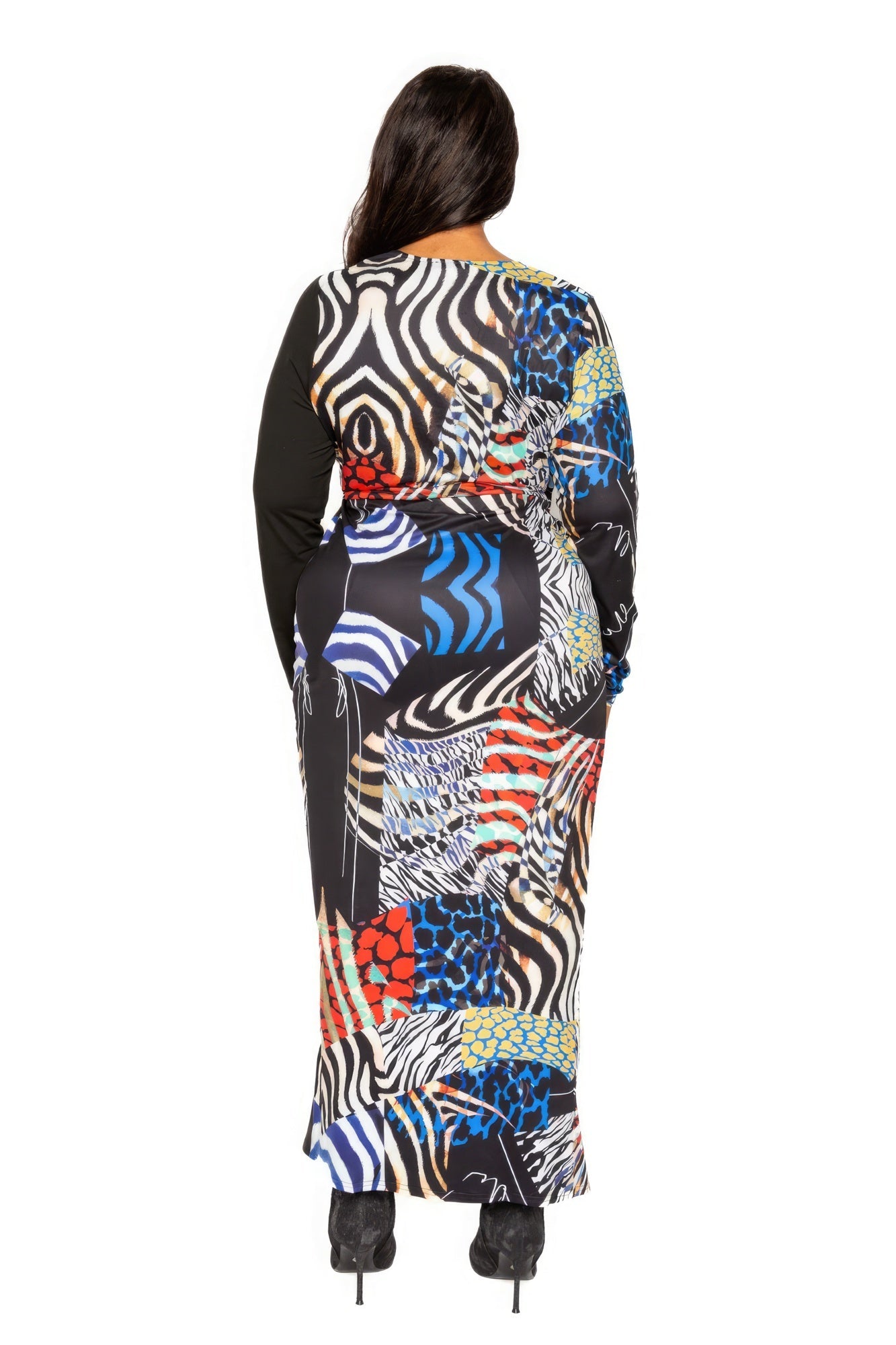 Animal Print Splice Dress With High - low Hem - Flip Flop Dynasty