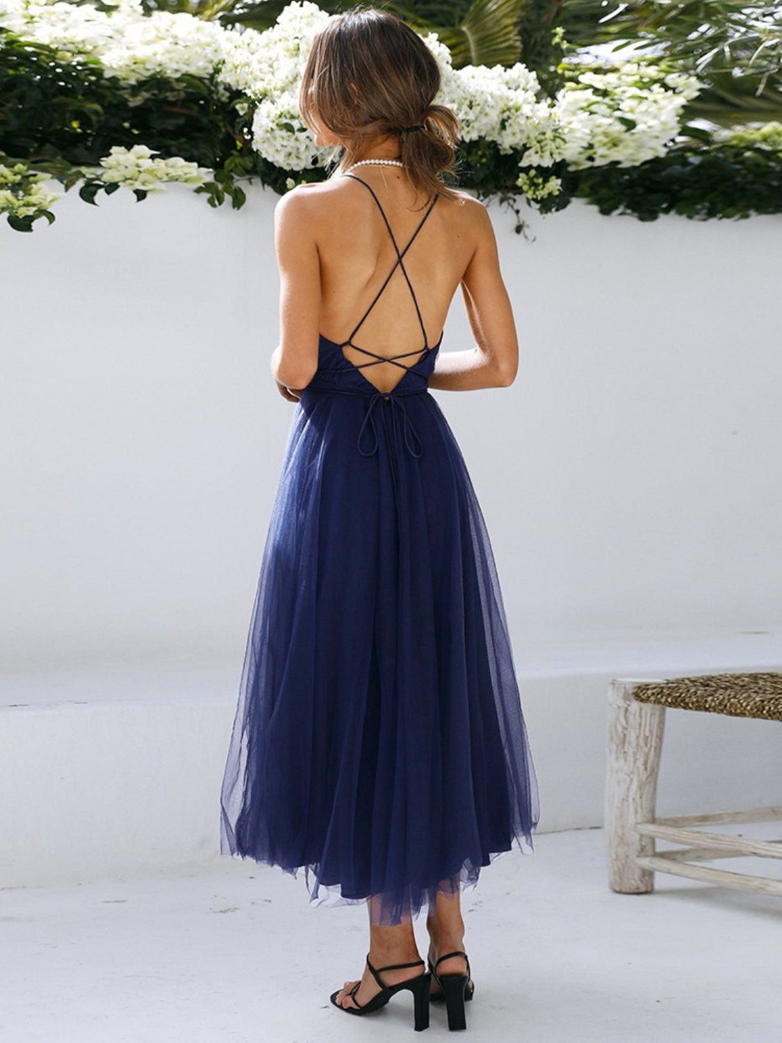 Backless Crisscross Sleeveless Midi Dress - Flip Flop Dynasty