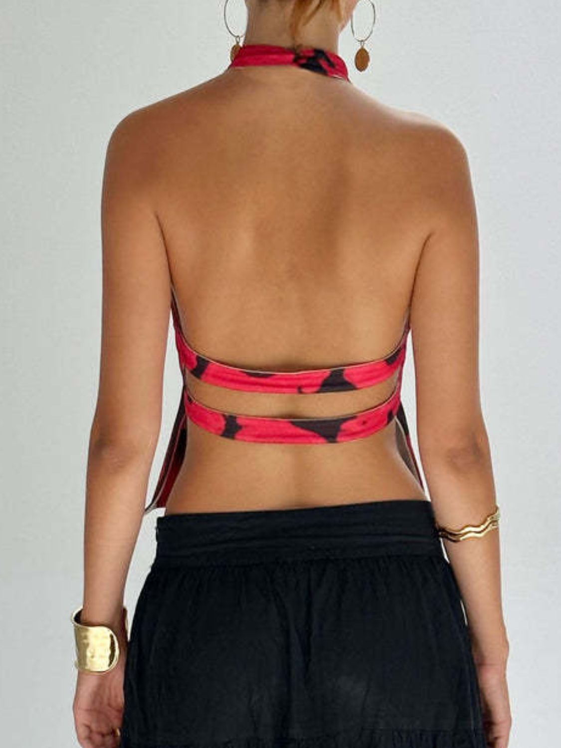 Backless Printed Halter Neck Tank - Flip Flop Dynasty