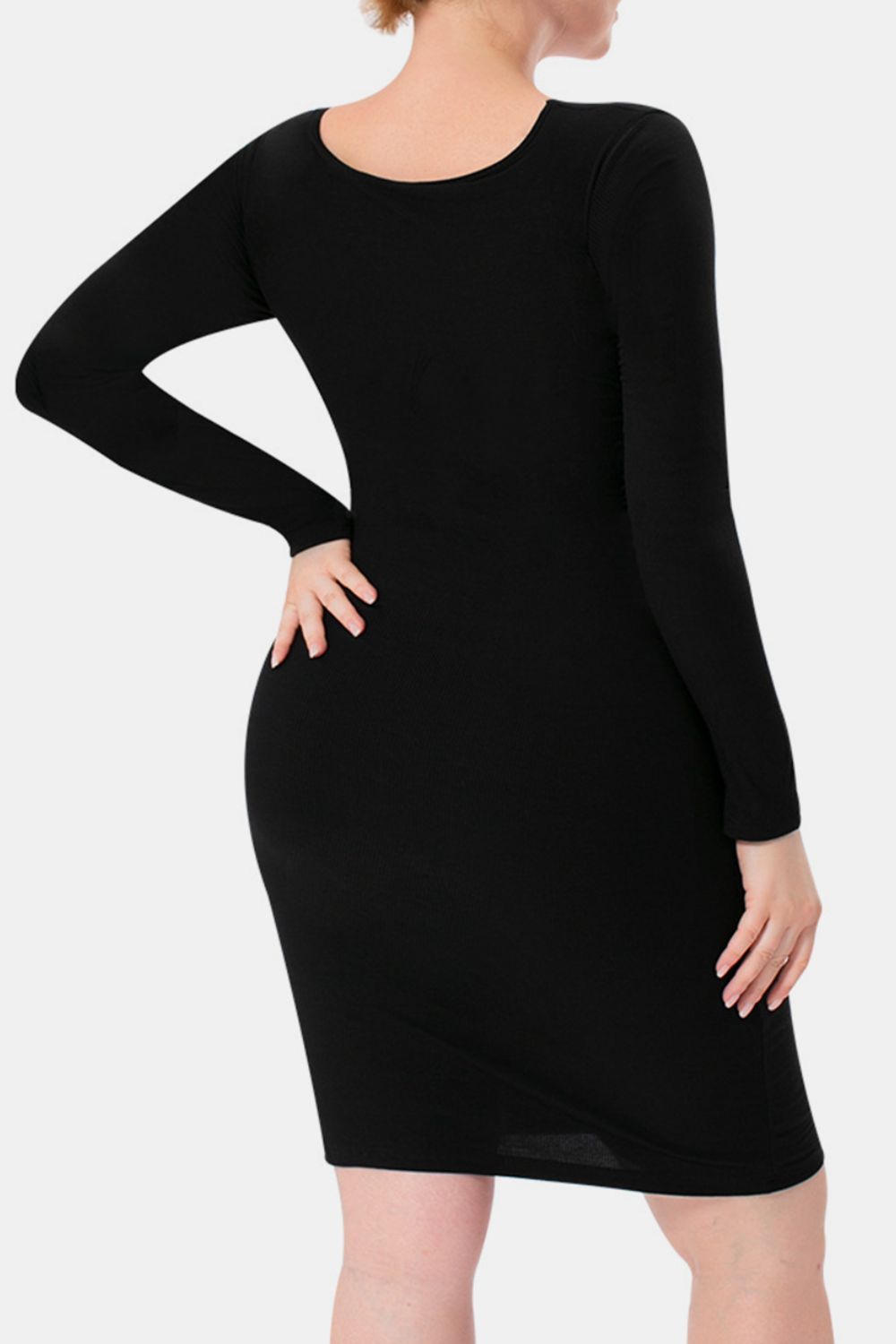 Basic Bae Full Size Built - In Shapewear Square Neck Long Sleeve Dress - Flip Flop Dynasty