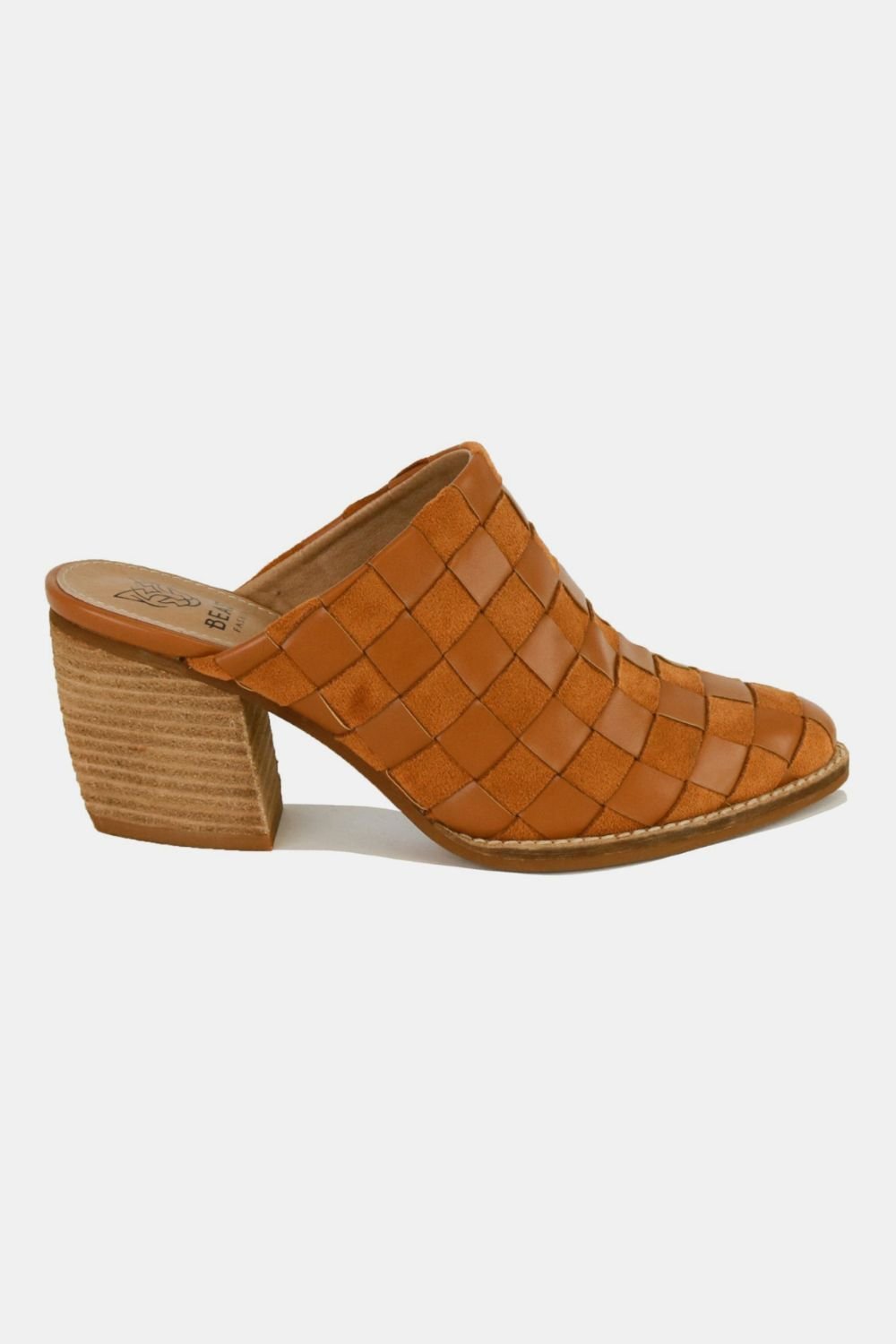 Beast Fashion Woven Checkerboard Block Heel Mule Shoes - Flip Flop Dynasty