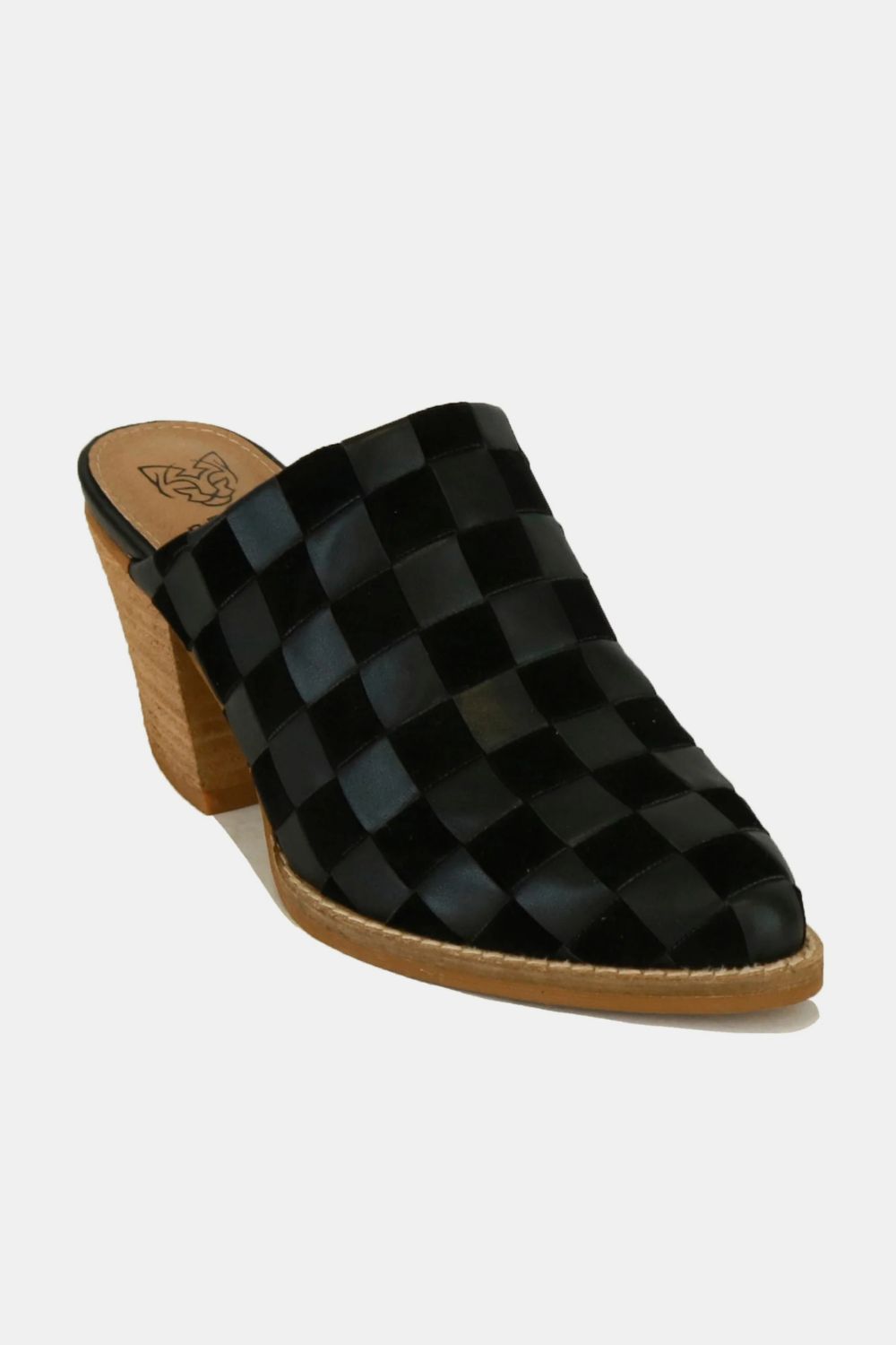 Beast Fashion Woven Checkerboard Block Heel Mule Shoes - Flip Flop Dynasty