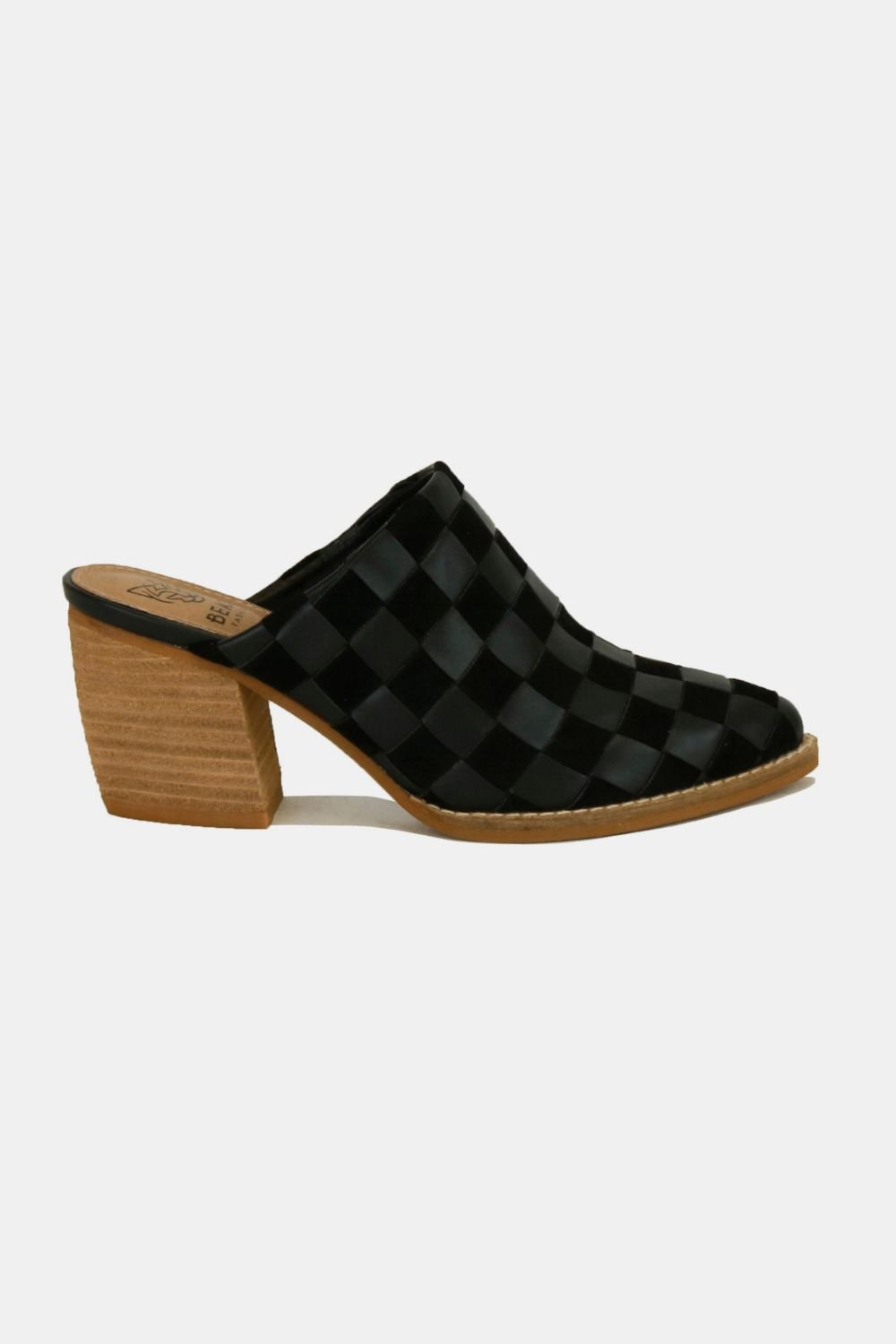 Beast Fashion Woven Checkerboard Block Heel Mule Shoes - Flip Flop Dynasty