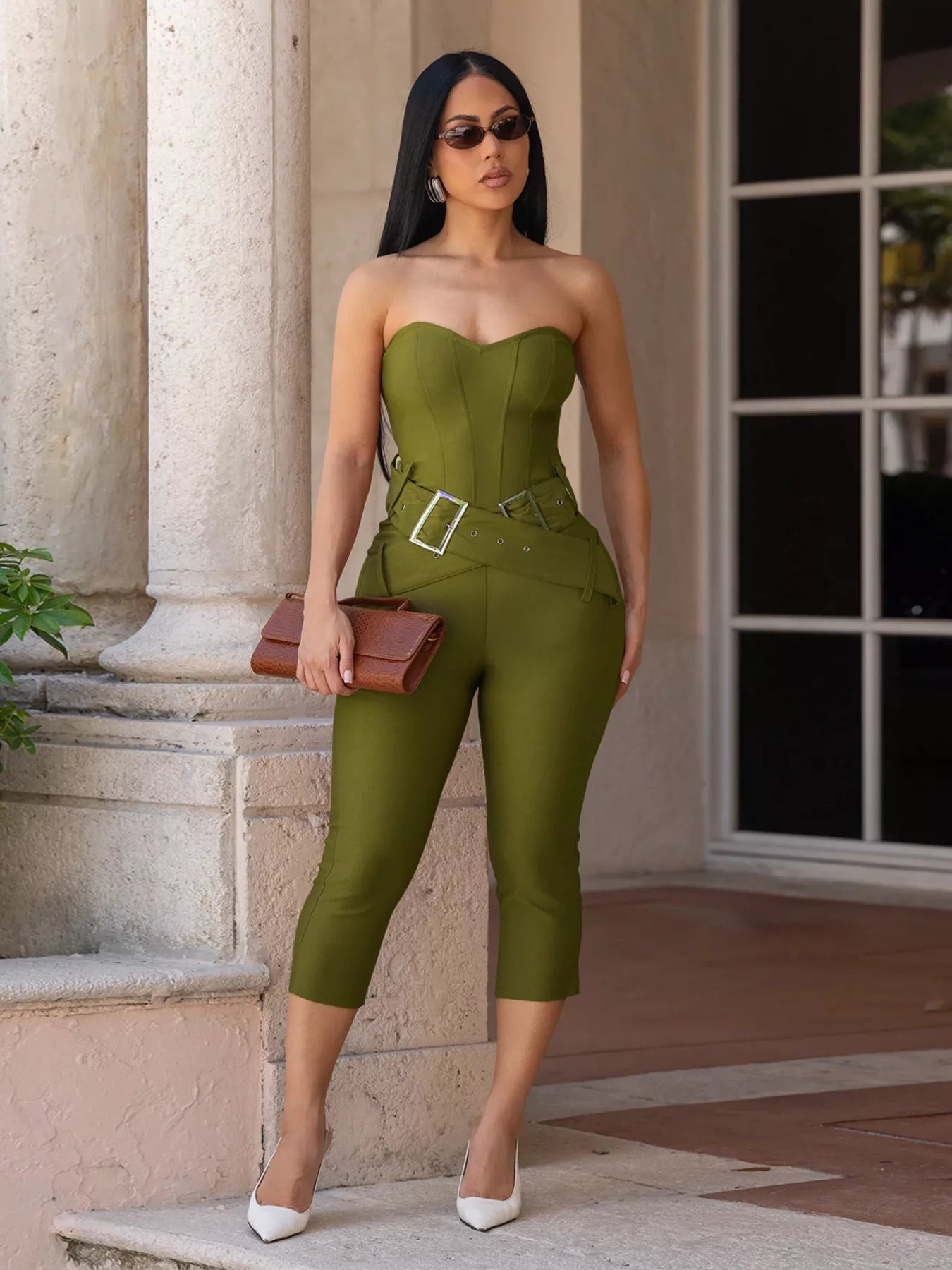 Belted Tube Skinny Jumpsuit - Flip Flop Dynasty