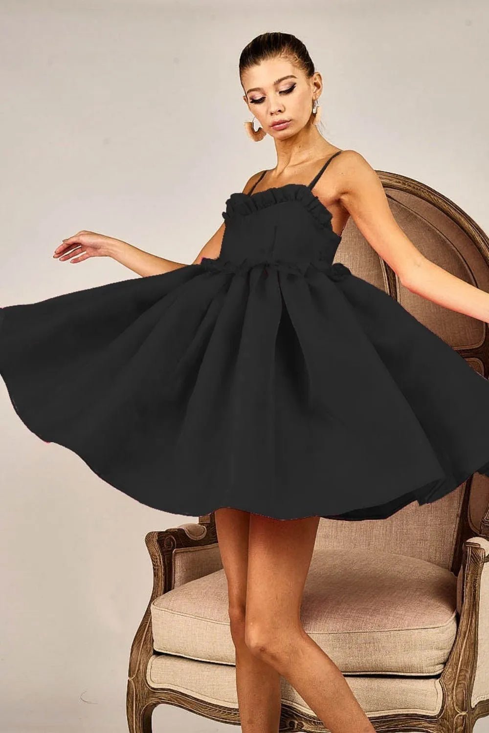 BiBi Ruffled Edge Sweet Heart Neck Sleeveless Tulle Dress - Flip Flop Dynasty