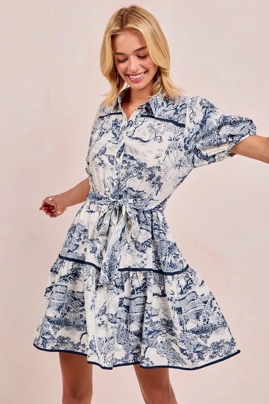 BiBi Woven Printed Tiered Dress - Flip Flop Dynasty