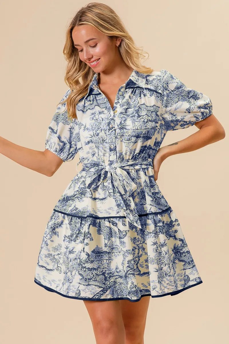 BiBi Woven Printed Tiered Dress - Flip Flop Dynasty