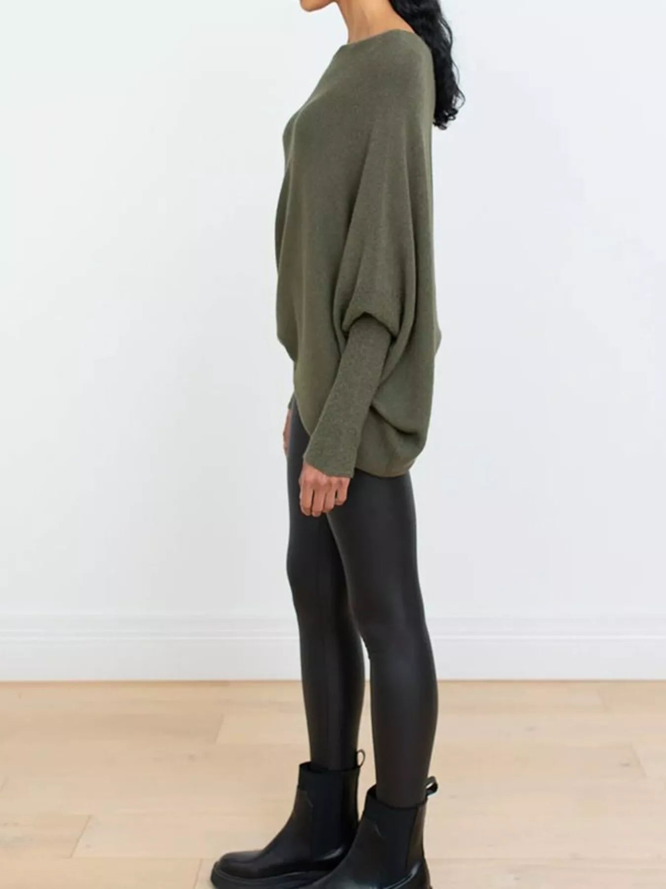 Boat Neck Long Sleeve Sweater - Flip Flop Dynasty