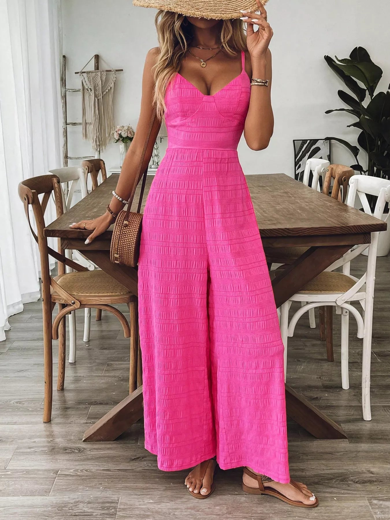 Bow Back Sleeveless Wide Leg Jumpsuit - Flip Flop Dynasty
