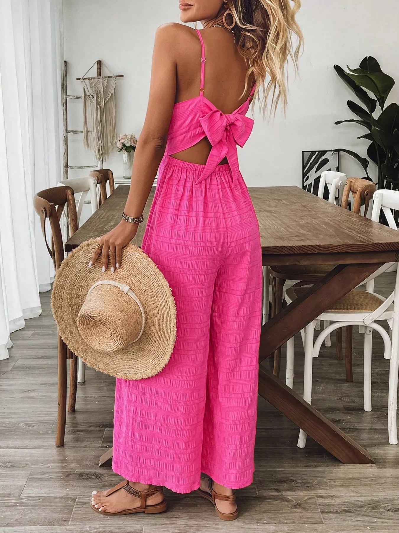 Bow Back Sleeveless Wide Leg Jumpsuit - Flip Flop Dynasty